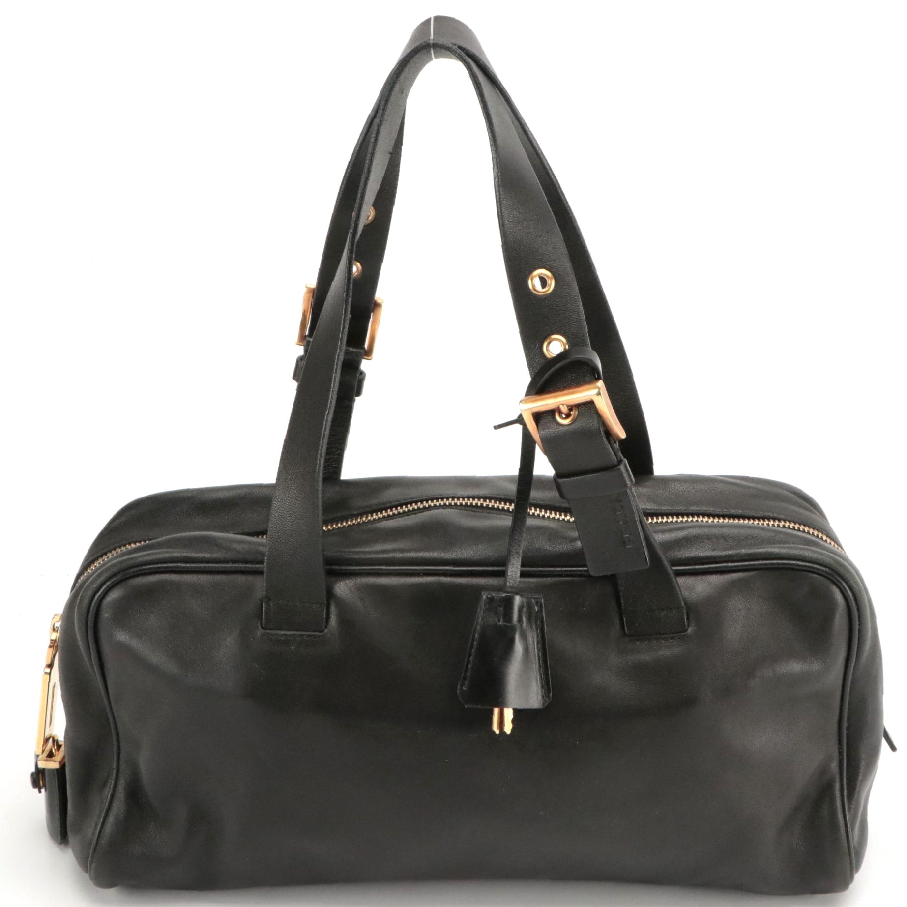 Prada Black Lambskin Leather Shoulder Bag