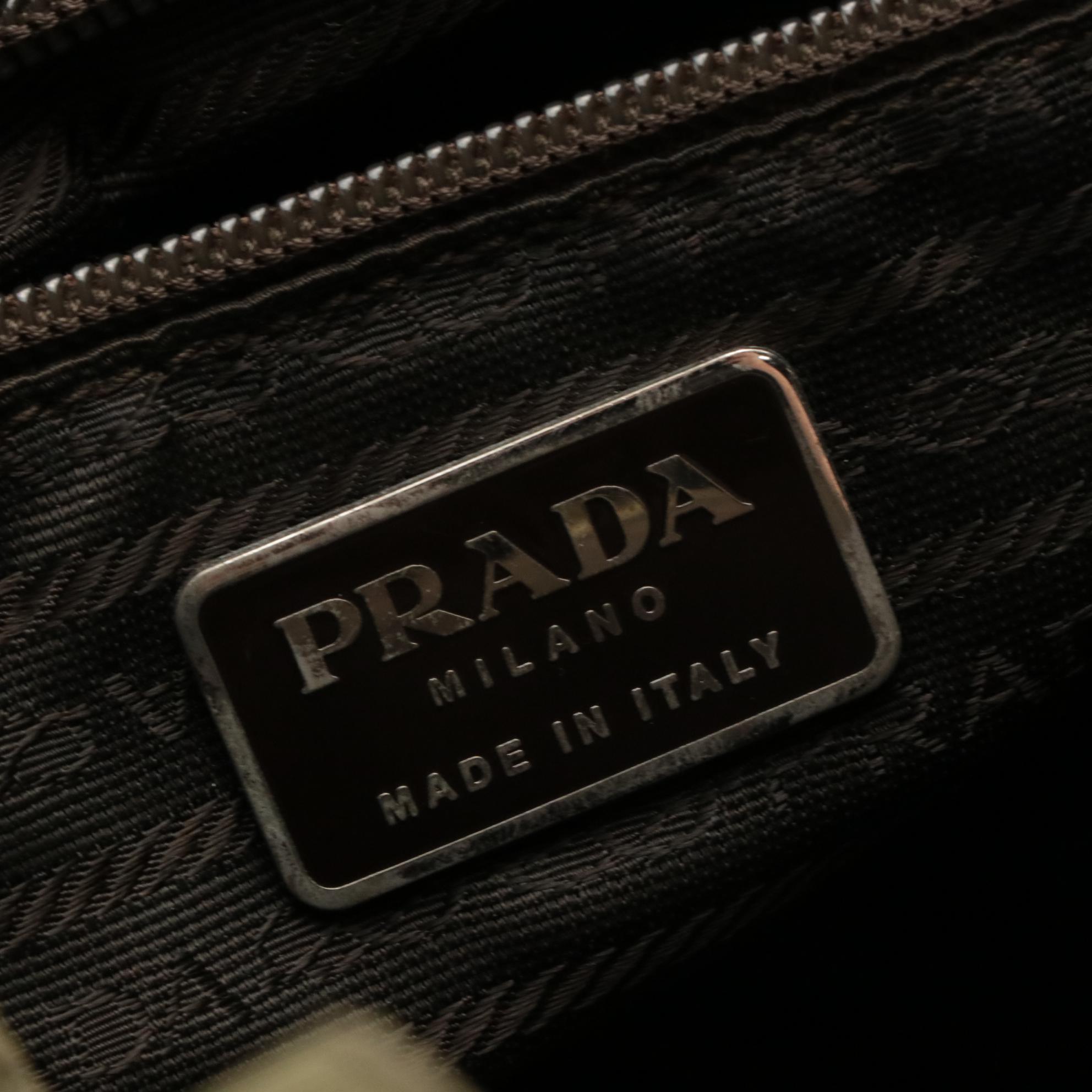Prada Small Rucksack Backpack in Army Green Nylon Gabardine and Brown Leather