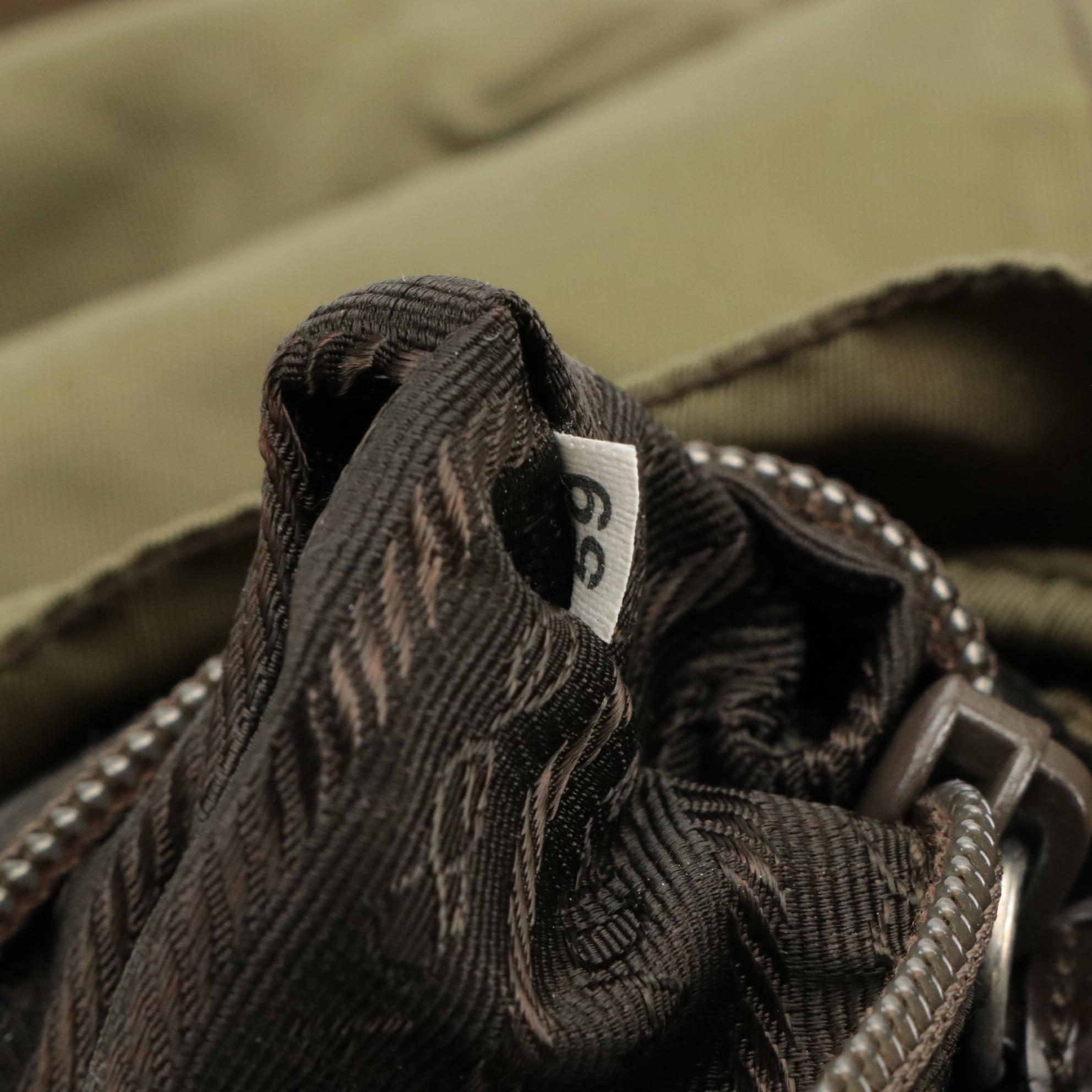 Prada Small Rucksack Backpack in Army Green Nylon Gabardine and Brown Leather