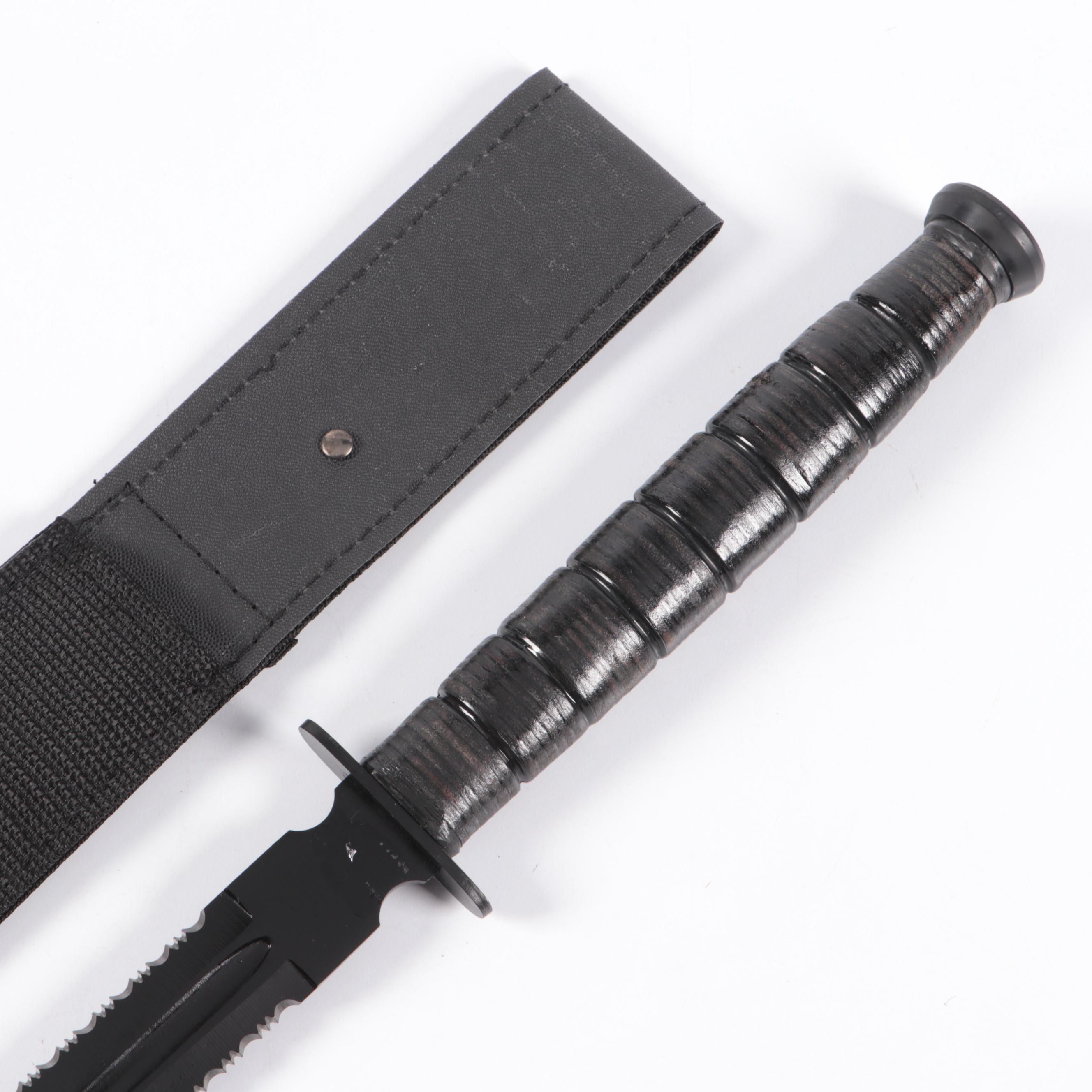 Snake Eye Wood Handled Serrated Stainless Steel Blade Sword