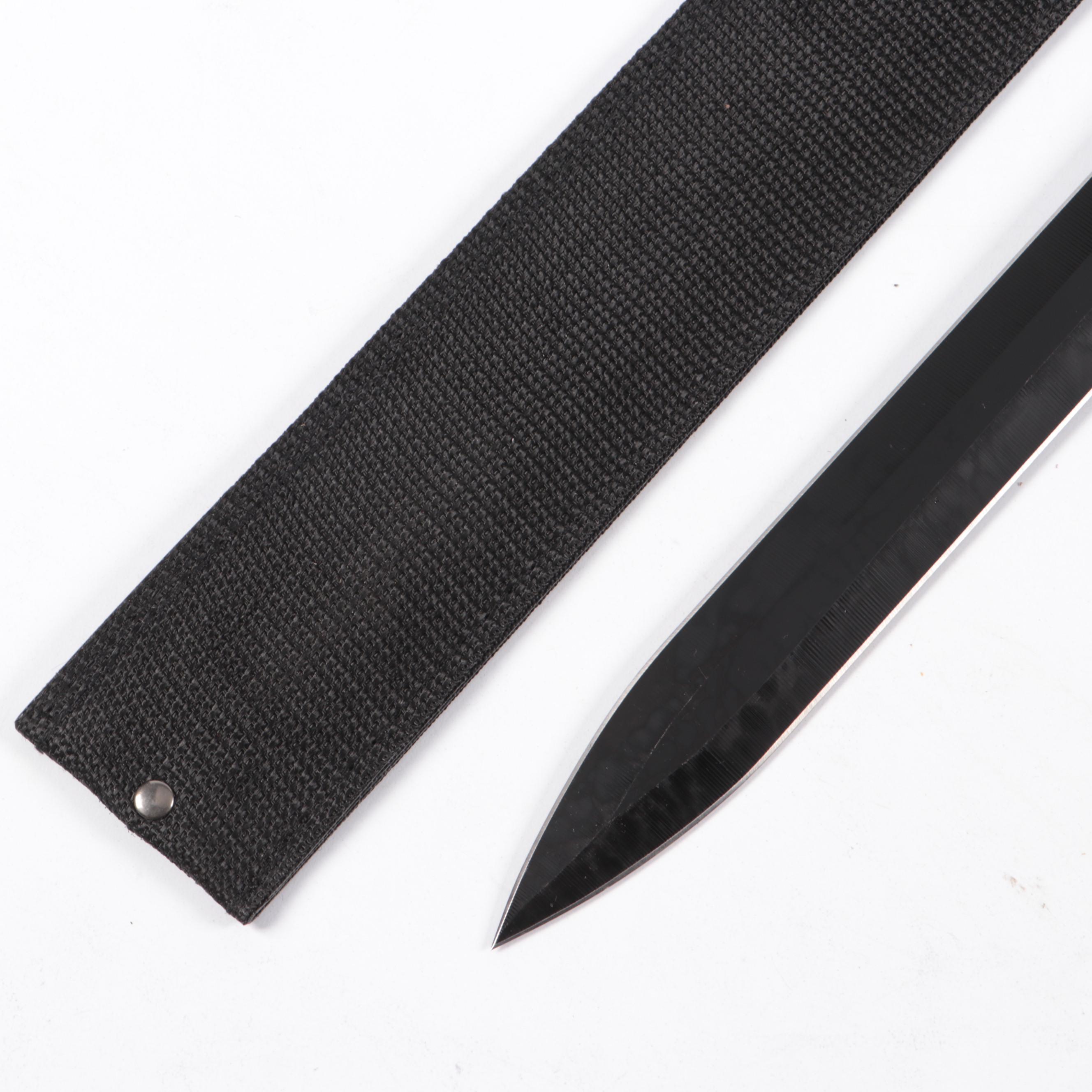 Snake Eye Wood Handled Serrated Stainless Steel Blade Sword