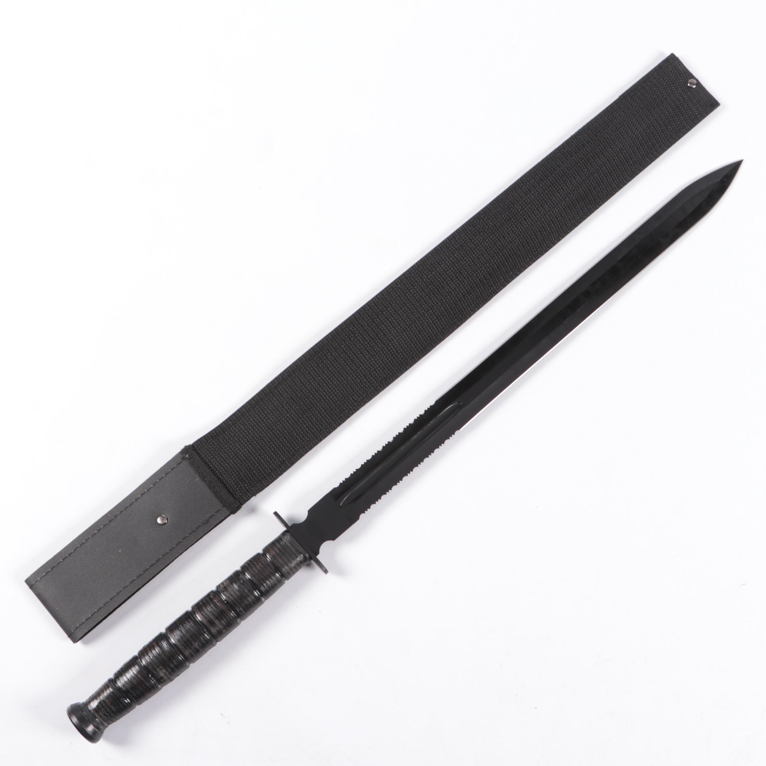 Snake Eye Wood Handled Serrated Stainless Steel Blade Sword