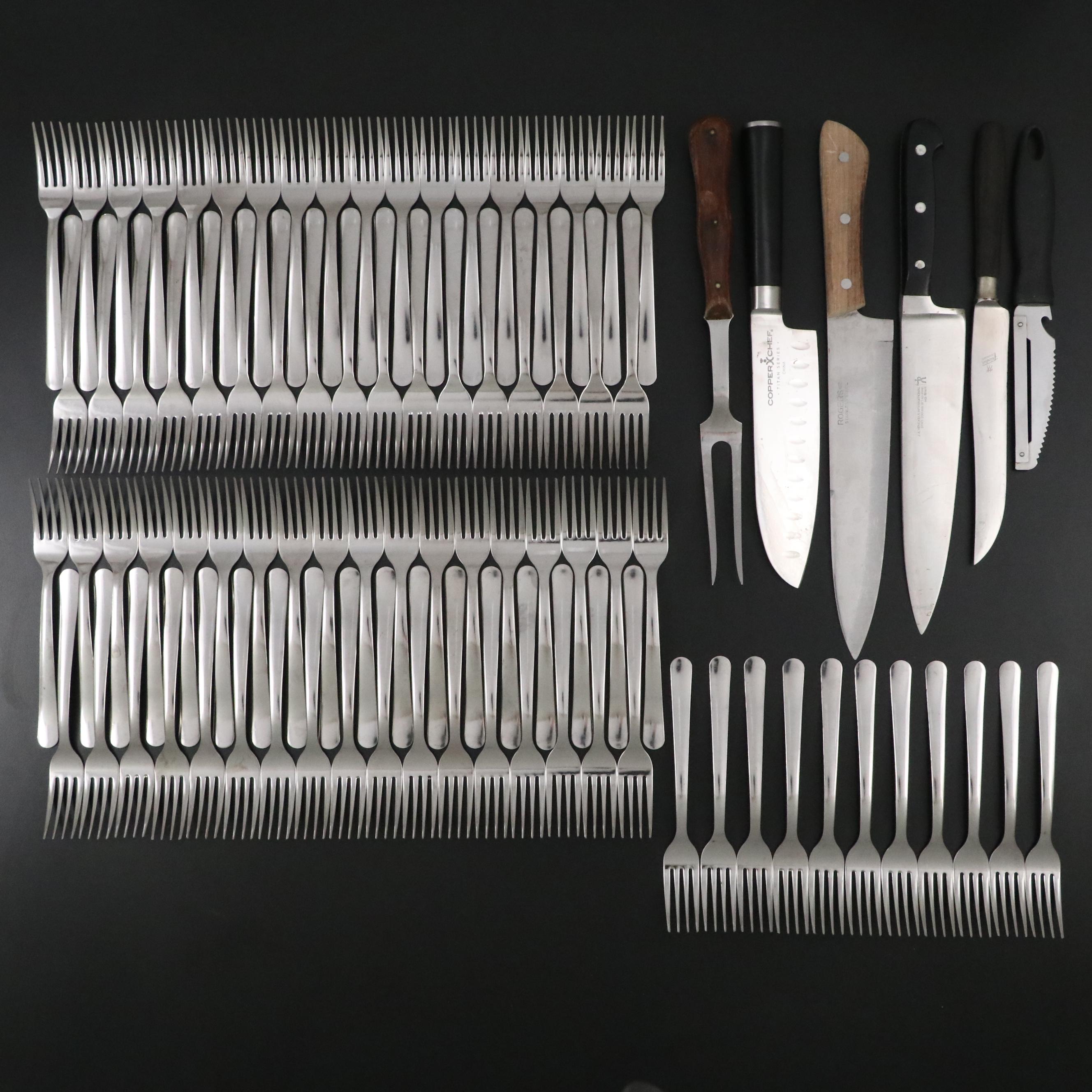 Tramontina Stainless Steel Dinner Forks with Rogers Cutting Knife and More