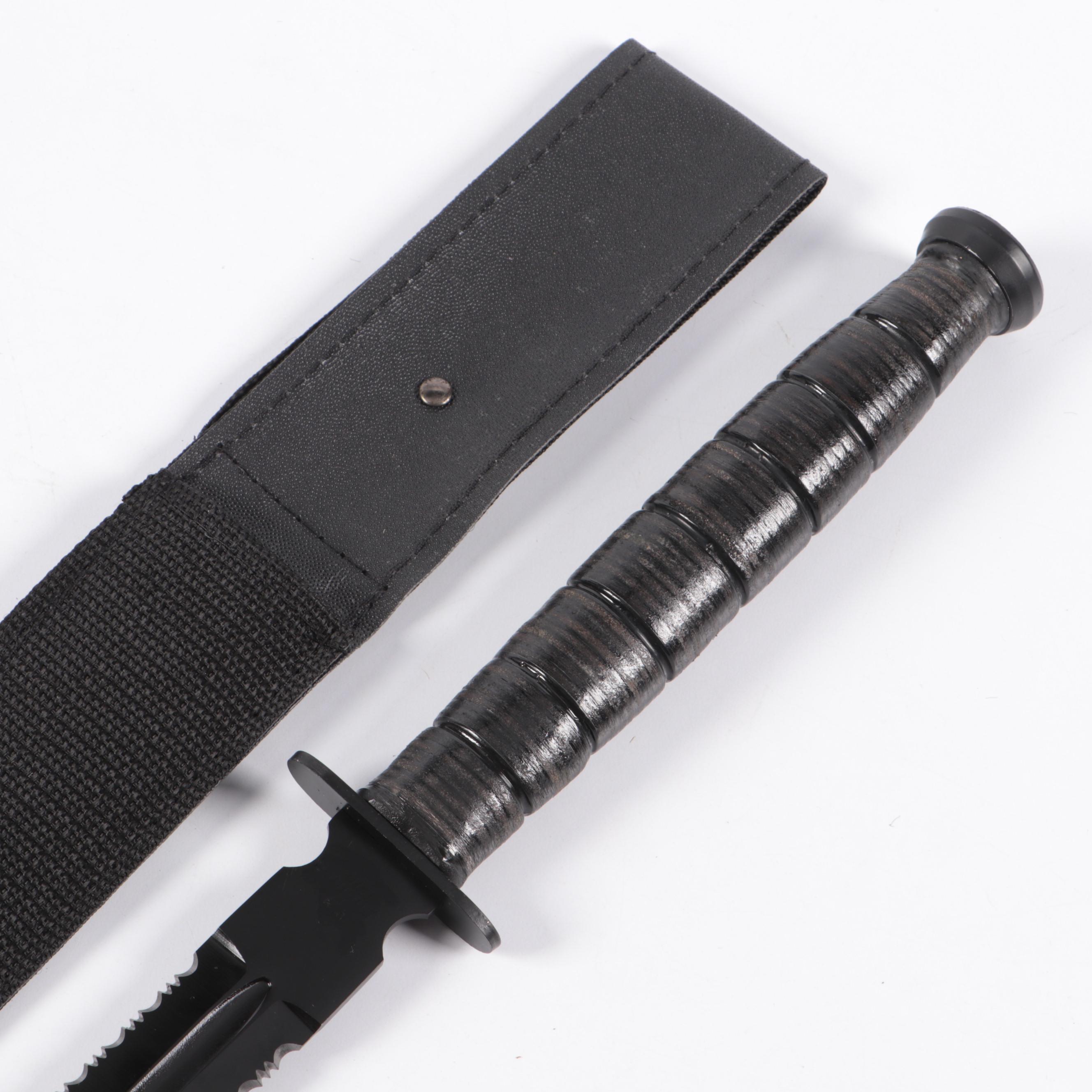 Snake Eye Wood Handled Serrated Stainless Steel Blade Sword