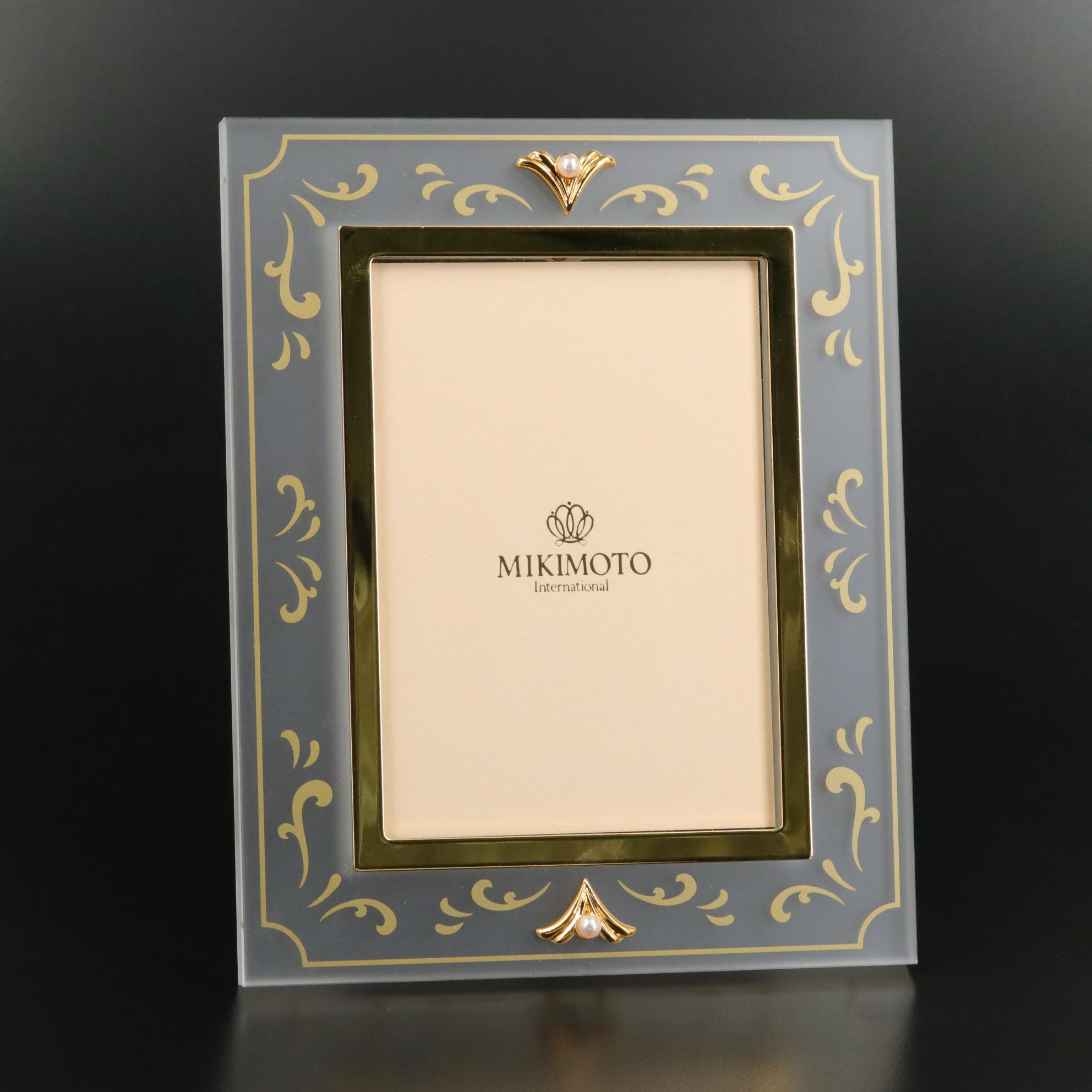 Mikimoto International Pearl Accented Quartz Desk Clock and Frame Set