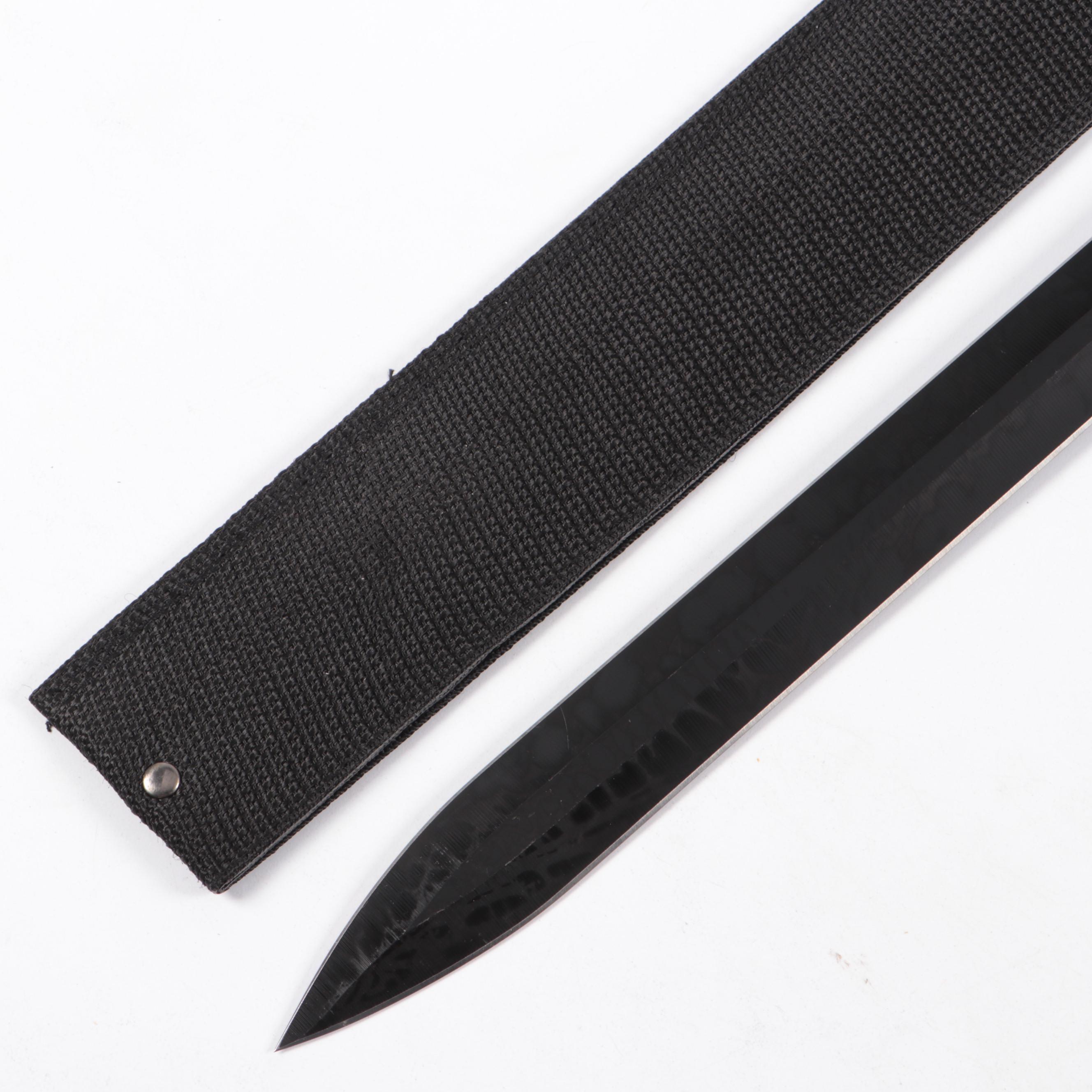 Snake Eye Wood Handled Serrated Stainless Steel Blade Sword