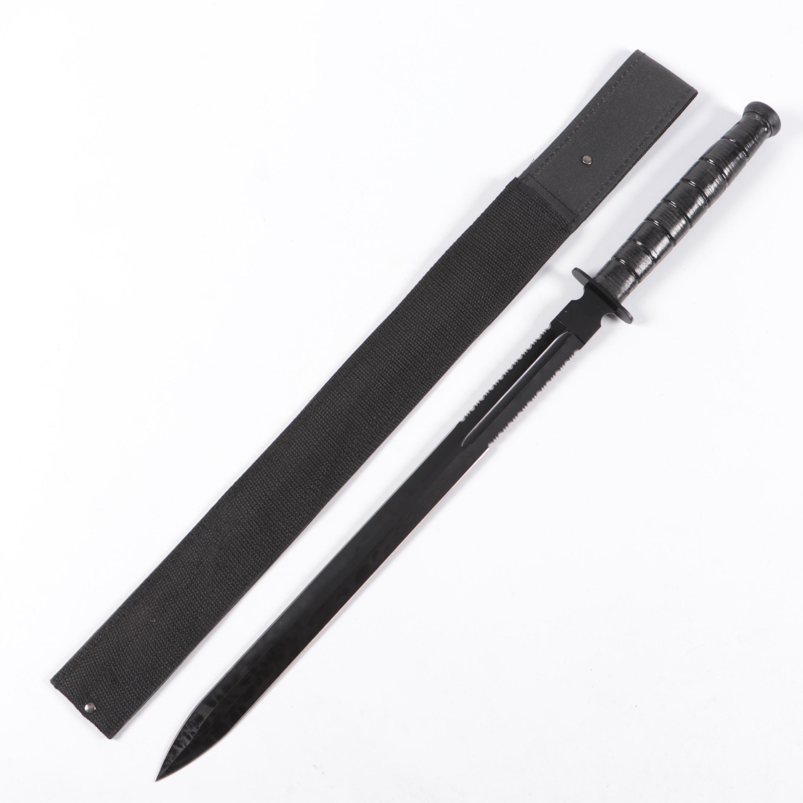 Snake Eye Wood Handled Serrated Stainless Steel Blade Sword