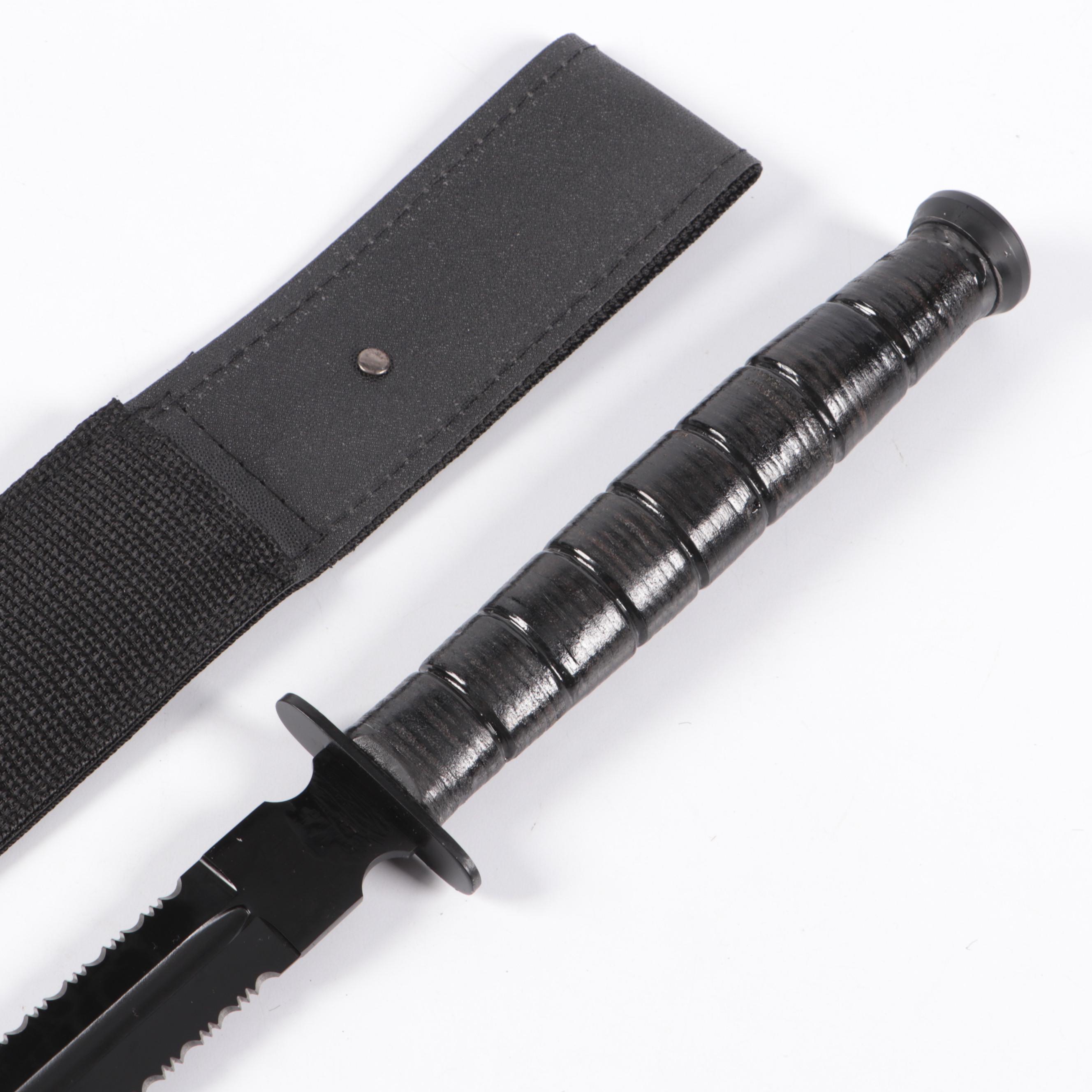 Snake Eye Wood Handled Serrated Stainless Steel Blade Sword