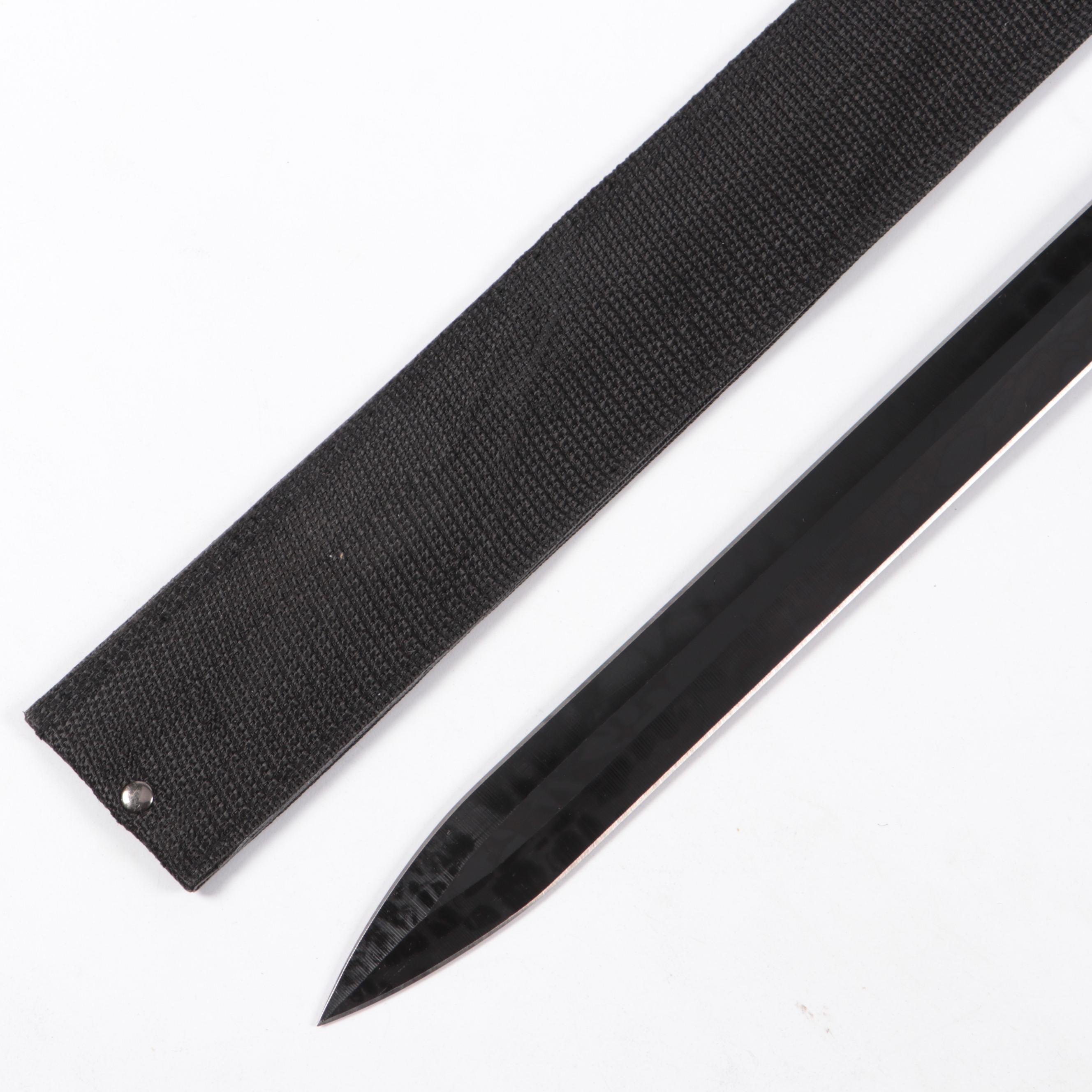 Snake Eye Wood Handled Serrated Stainless Steel Blade Sword