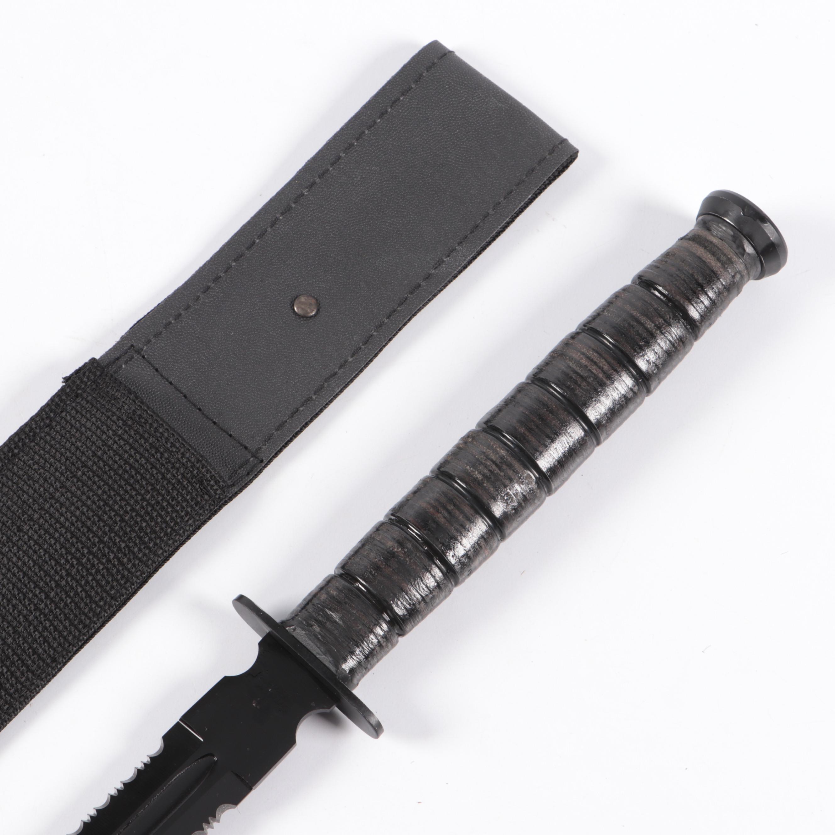 Snake Eye Wood Handled Serrated Stainless Steel Blade Sword