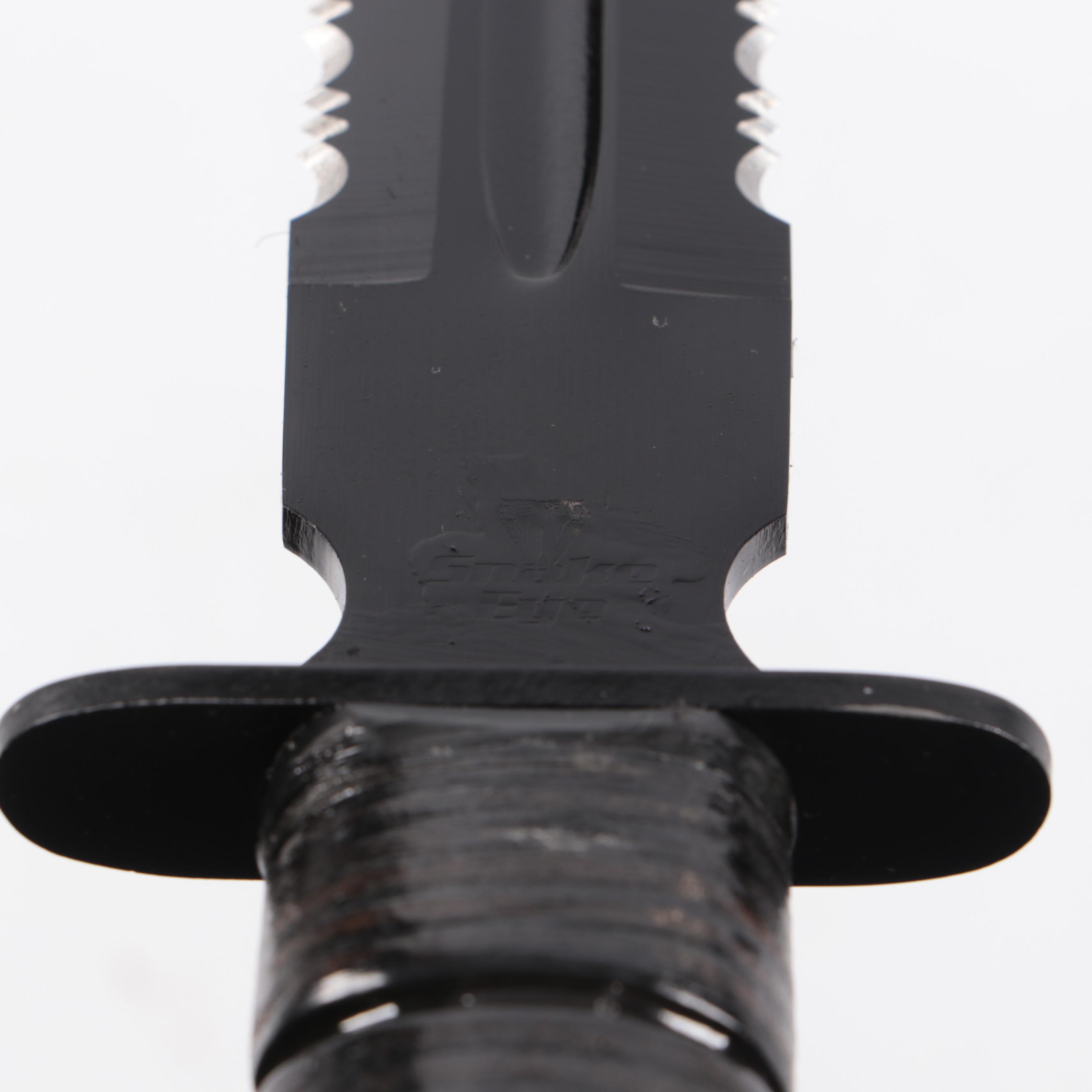 Snake Eye Wood Handled Serrated Stainless Steel Blade Sword