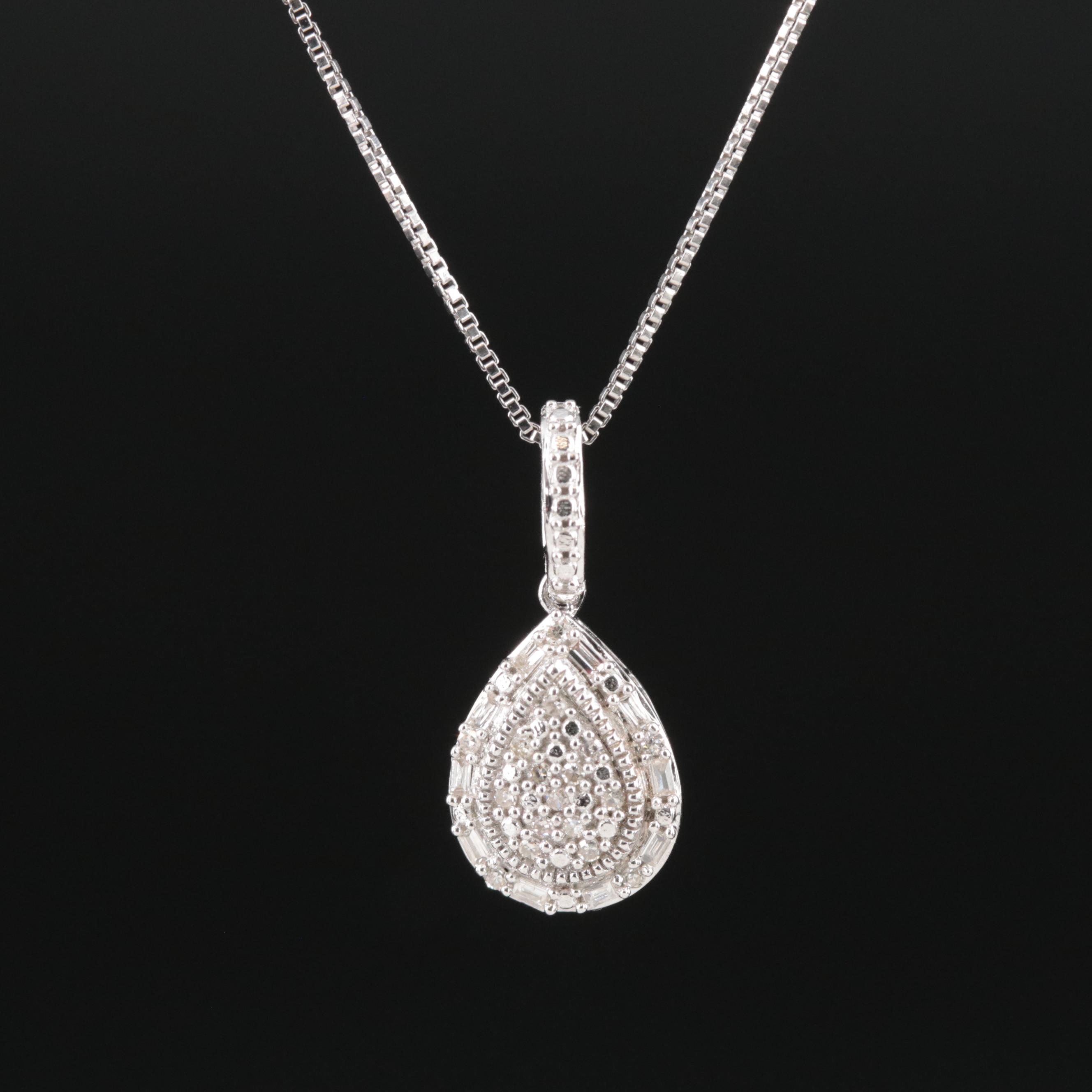 Sterling Diamond Pendant Necklace