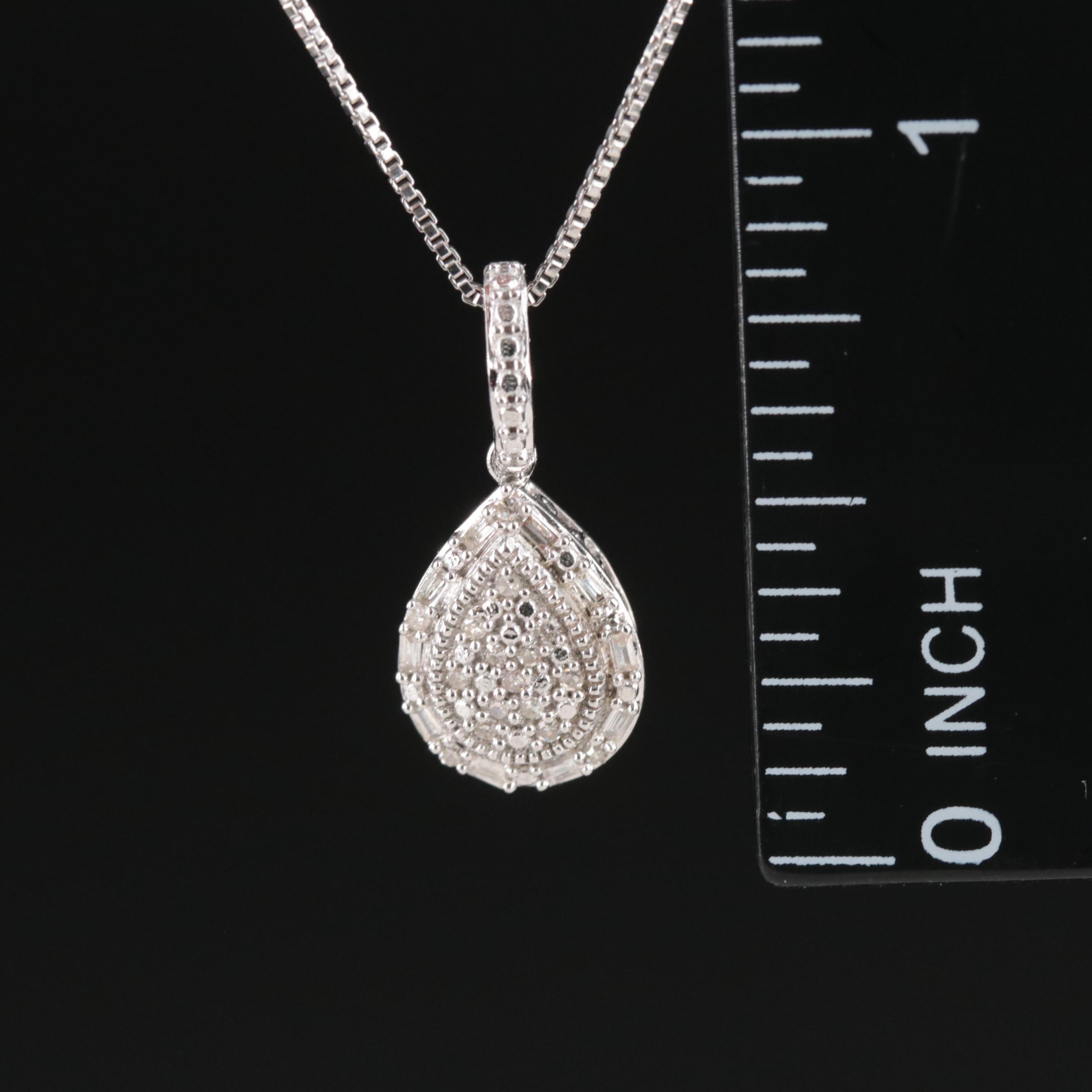 Sterling Diamond Pendant Necklace