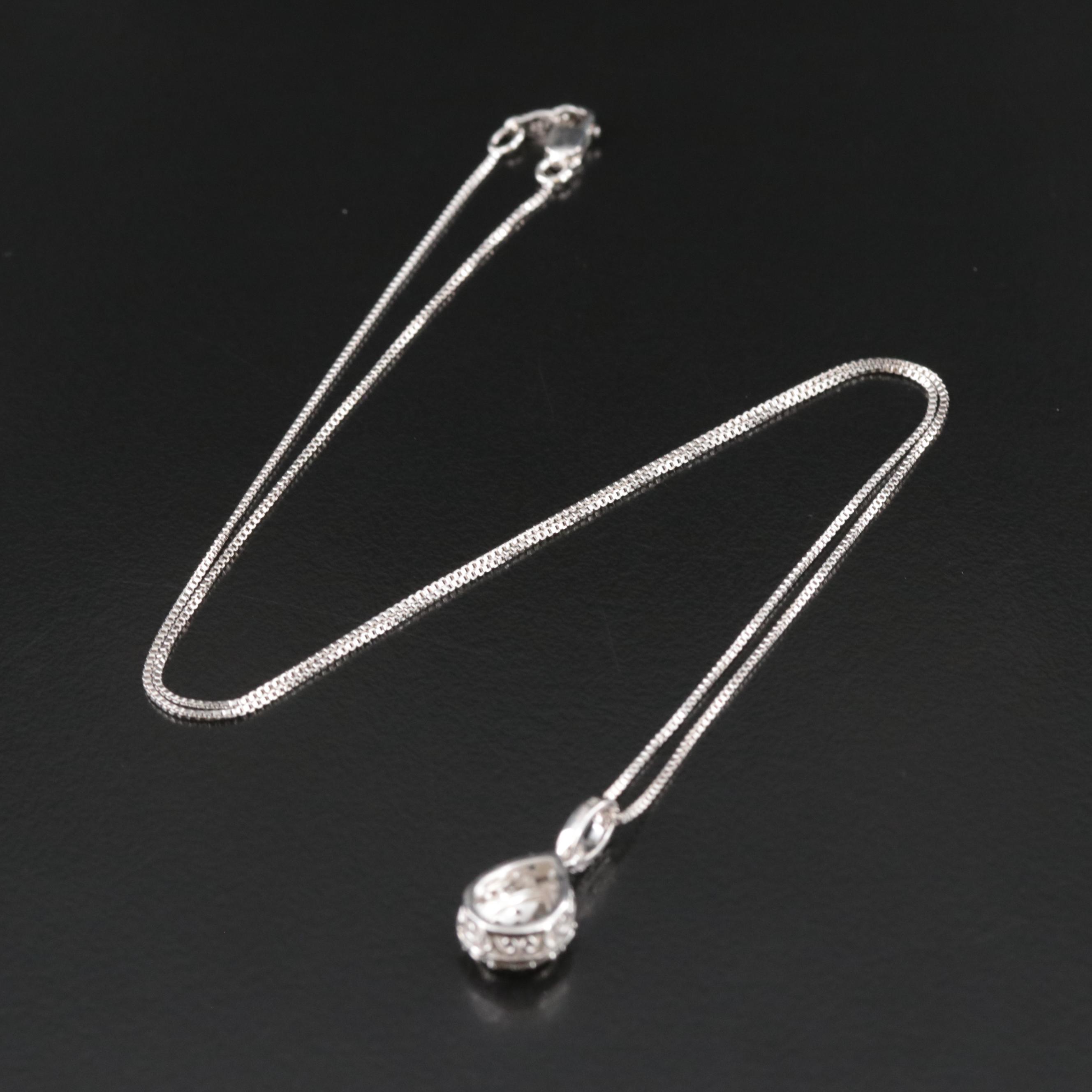 Sterling Diamond Pendant Necklace