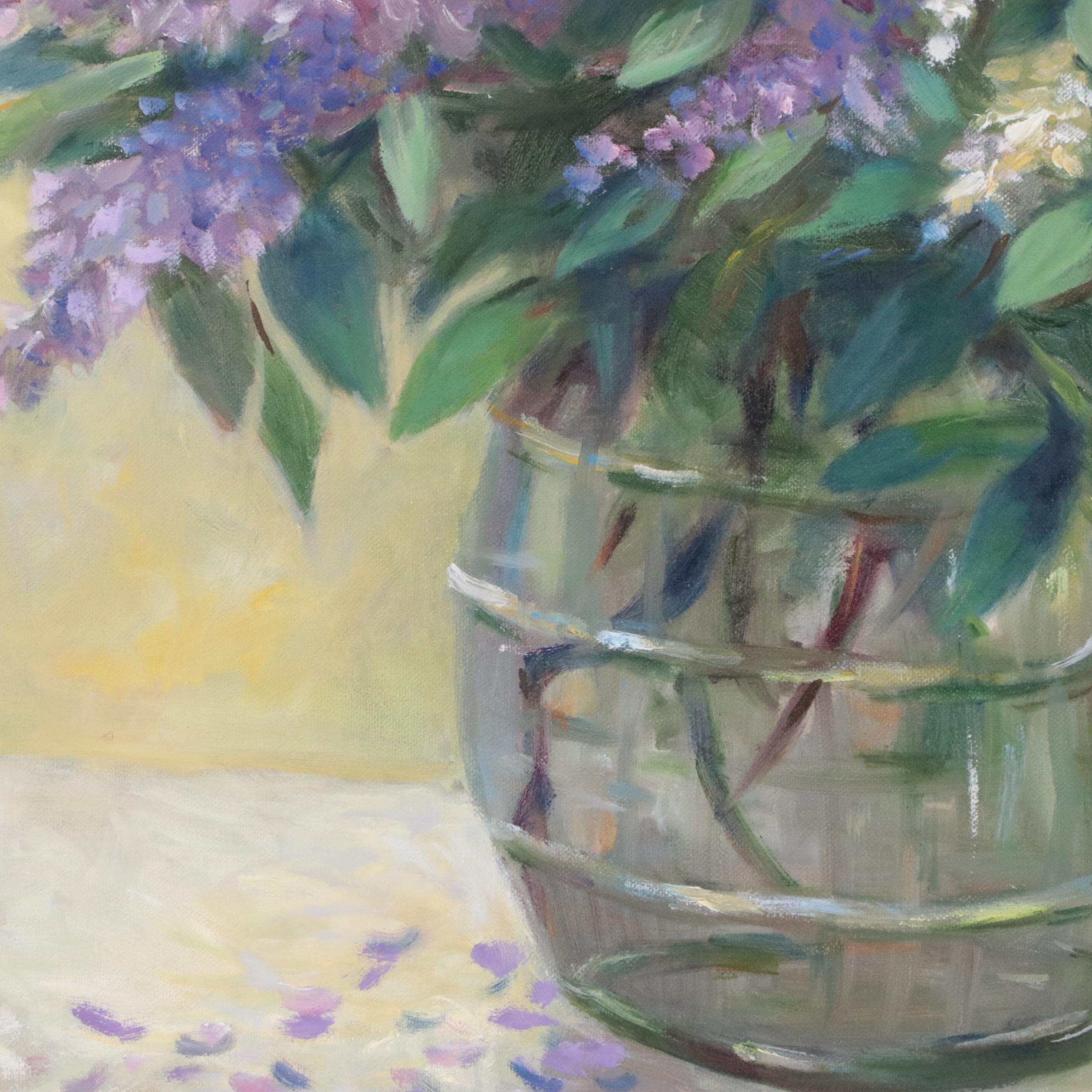 Lilia Obrath Floral Still Life Oil Painting "Cordelia's Lilacs," 21st Century