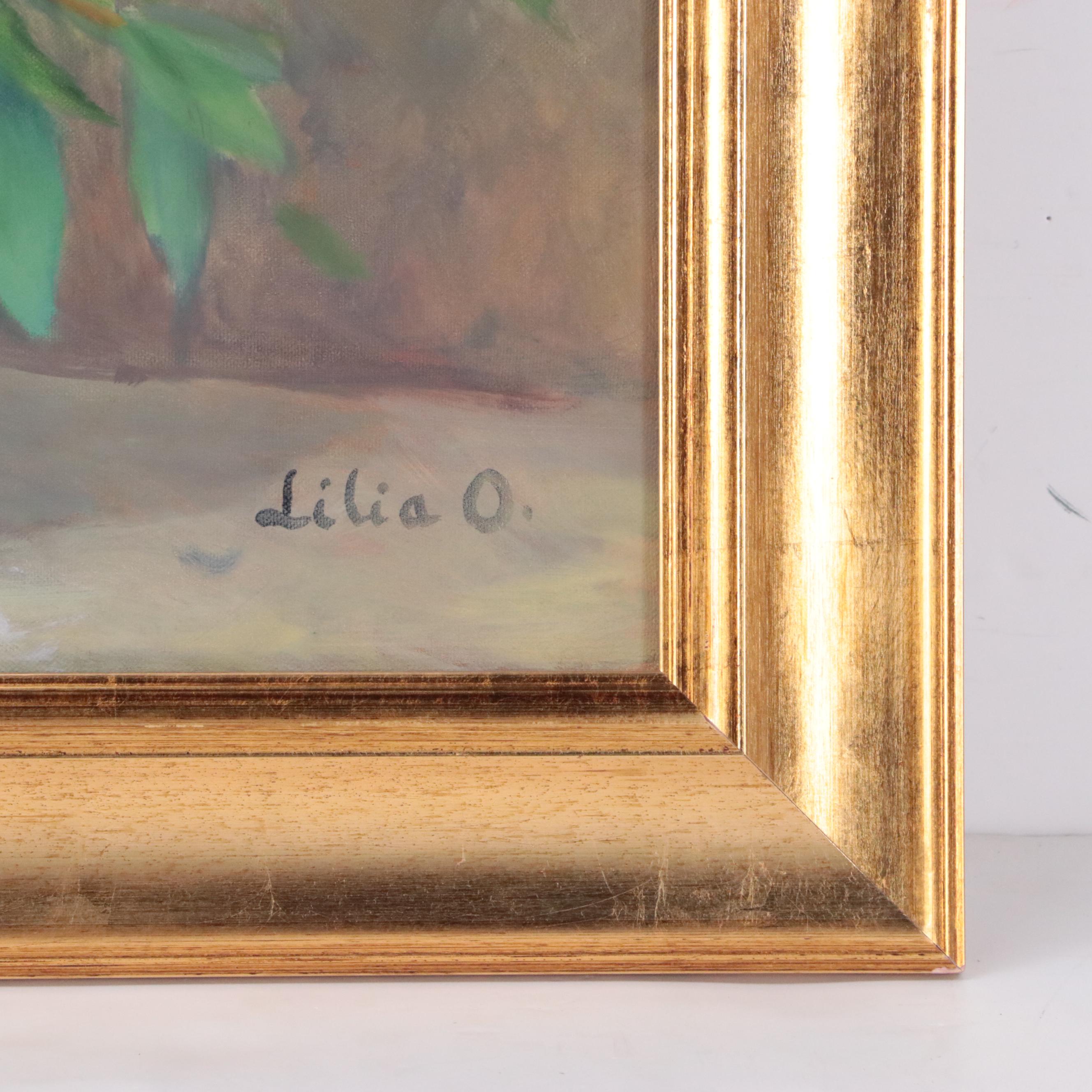 Lilia Obrath Floral Still Life Oil Painting "Cordelia's Lilacs," 21st Century