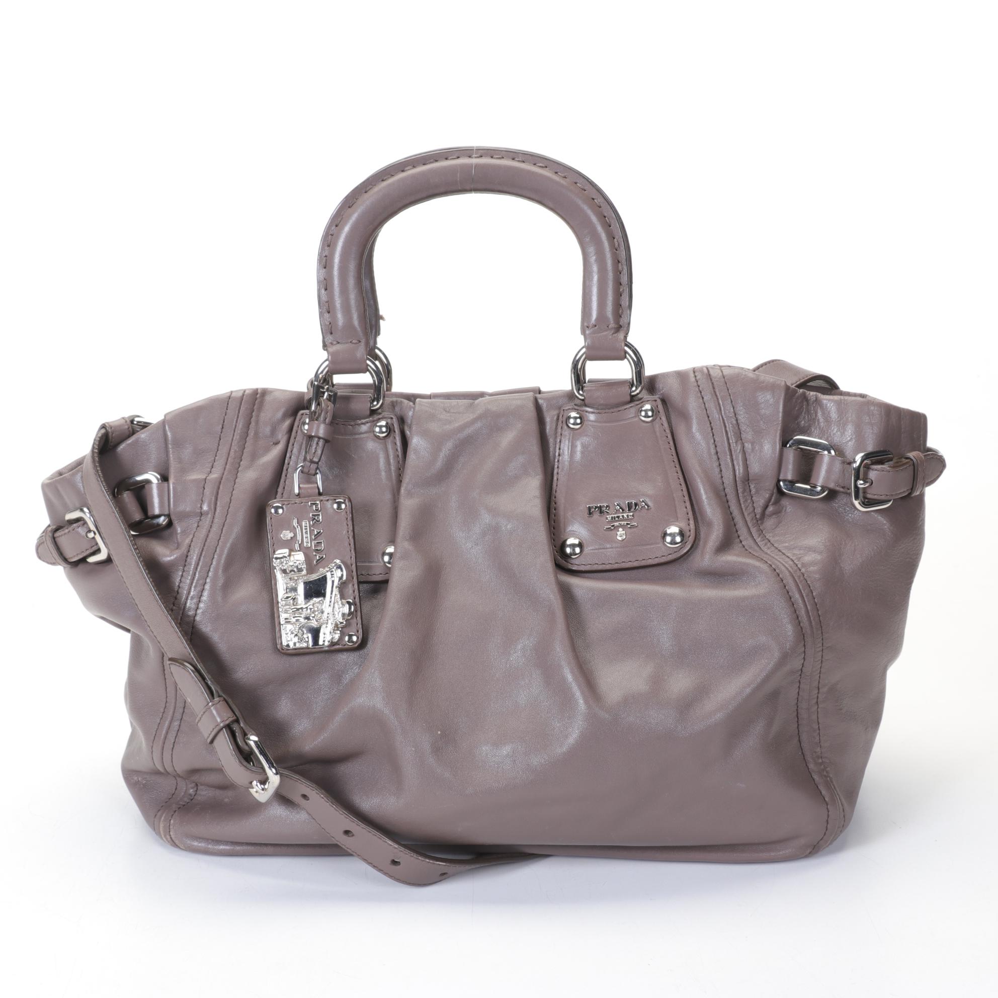 Prada Bambu Calfskin Leather Satchel