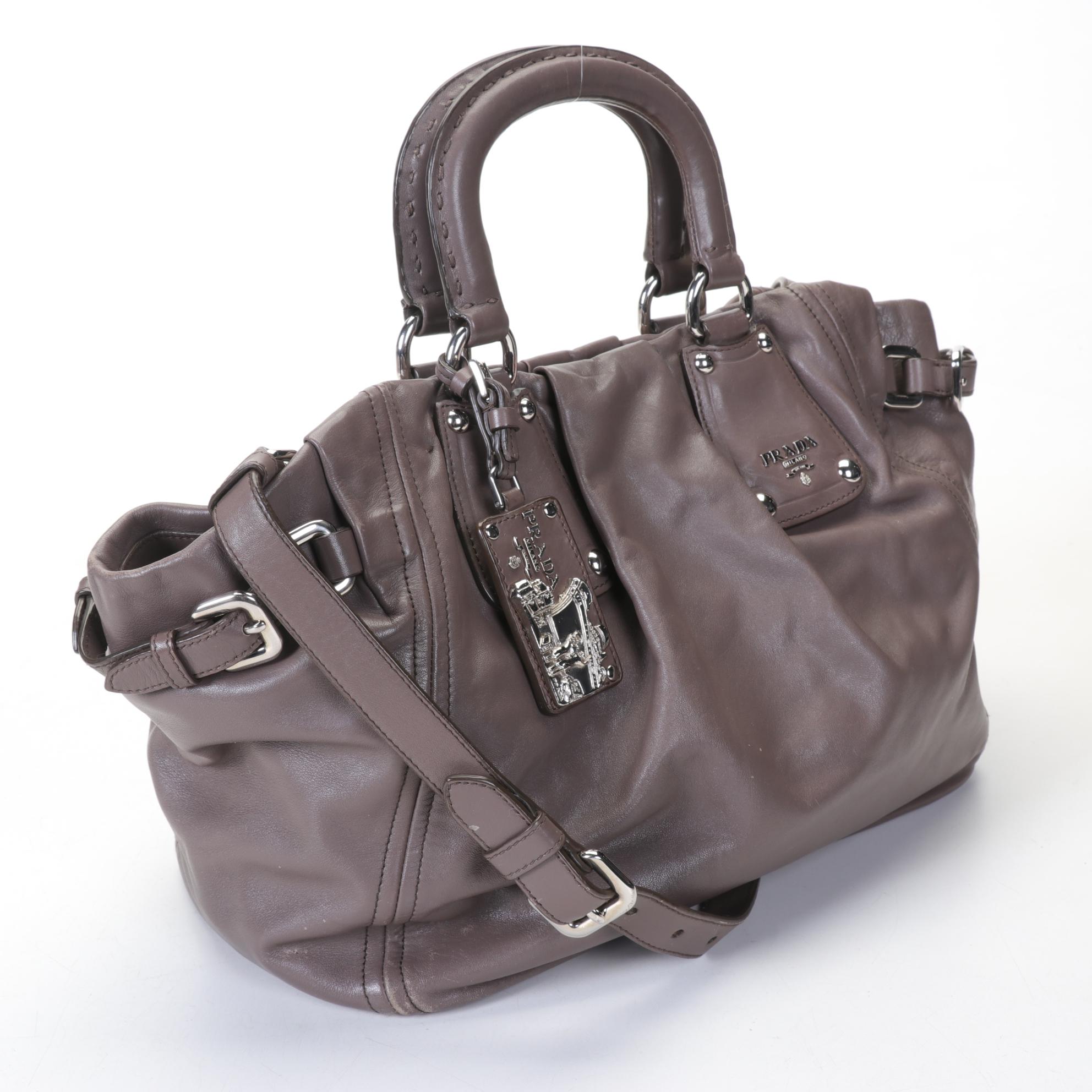 Prada Bambu Calfskin Leather Satchel