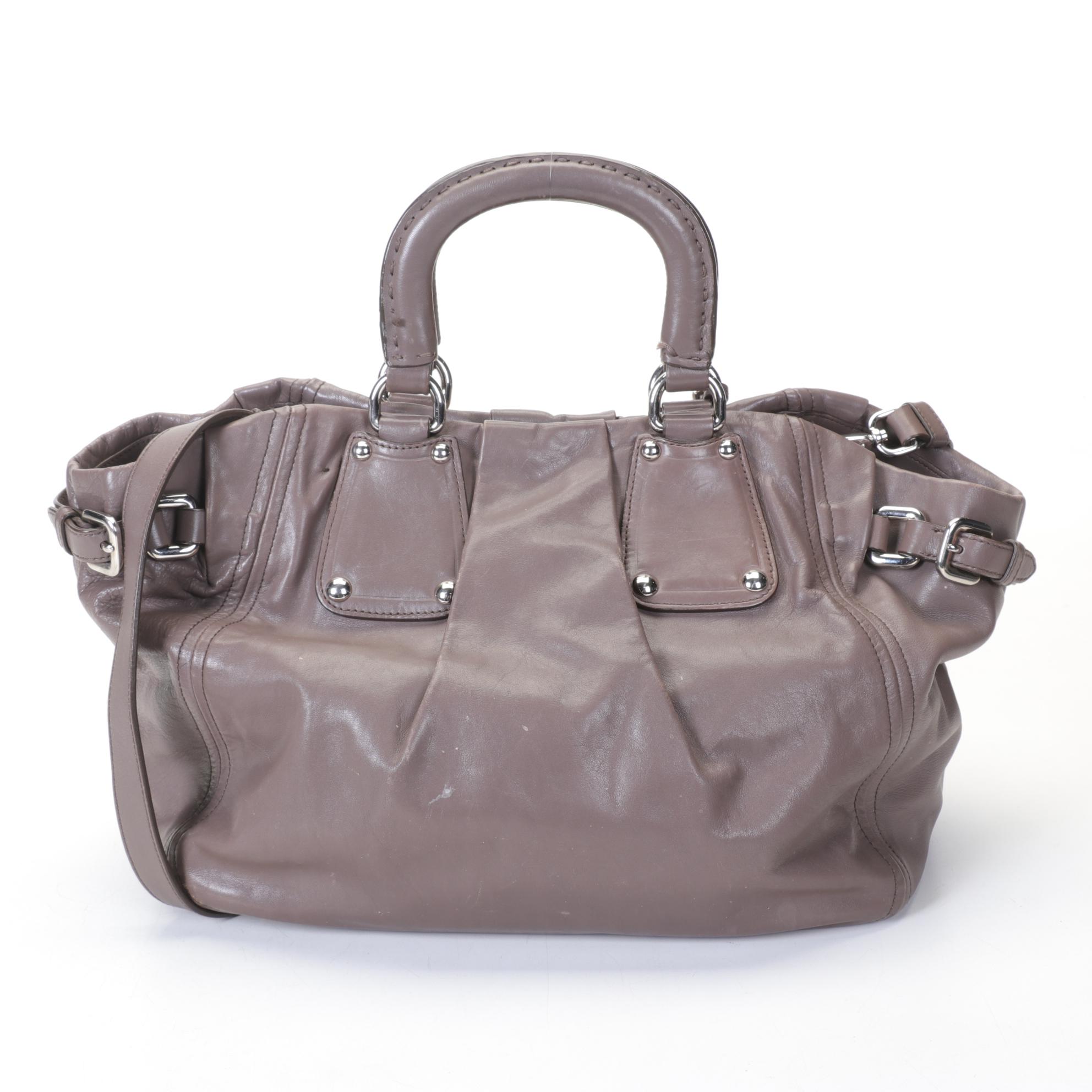 Prada Bambu Calfskin Leather Satchel