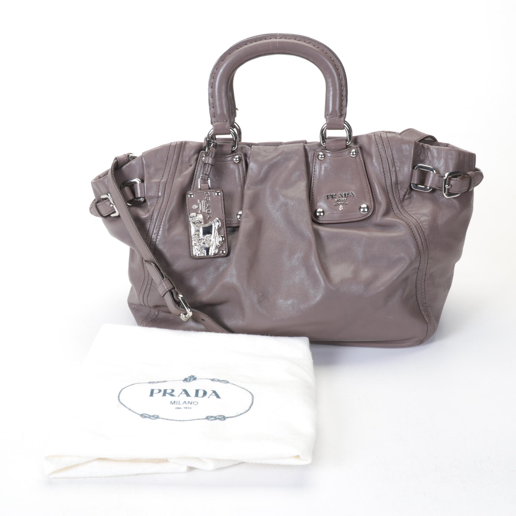 Prada Bambu Calfskin Leather Satchel