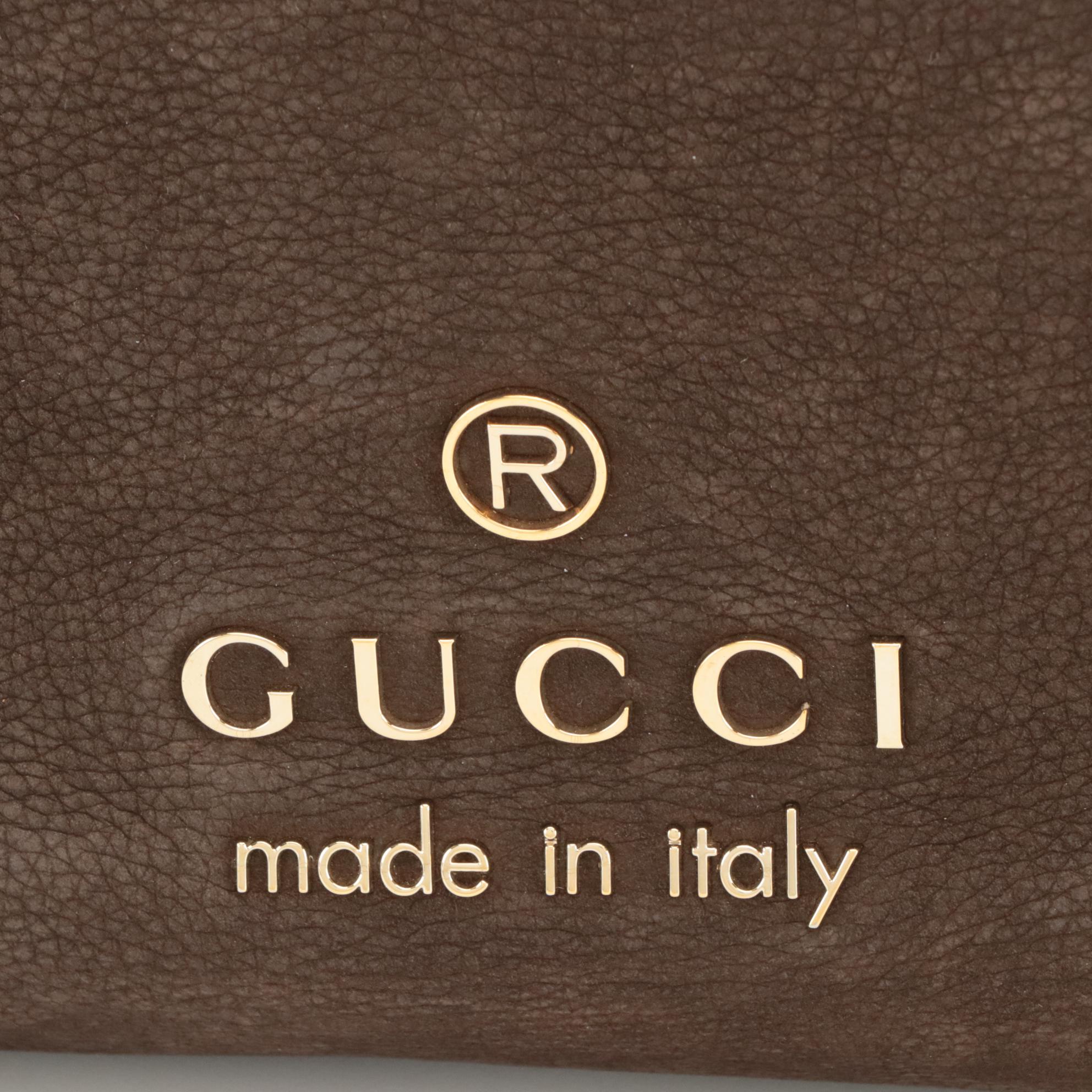 Gucci Gifford Tote in Brown Pebbled Calfskin with Braided Leather Straps