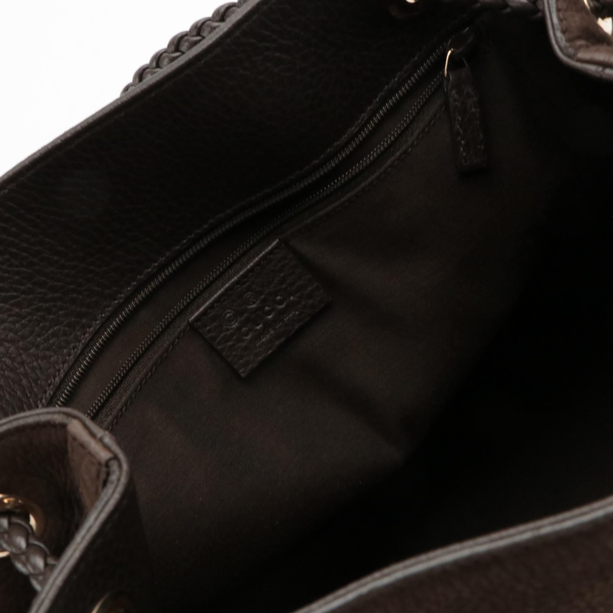 Gucci Gifford Tote in Brown Pebbled Calfskin with Braided Leather Straps