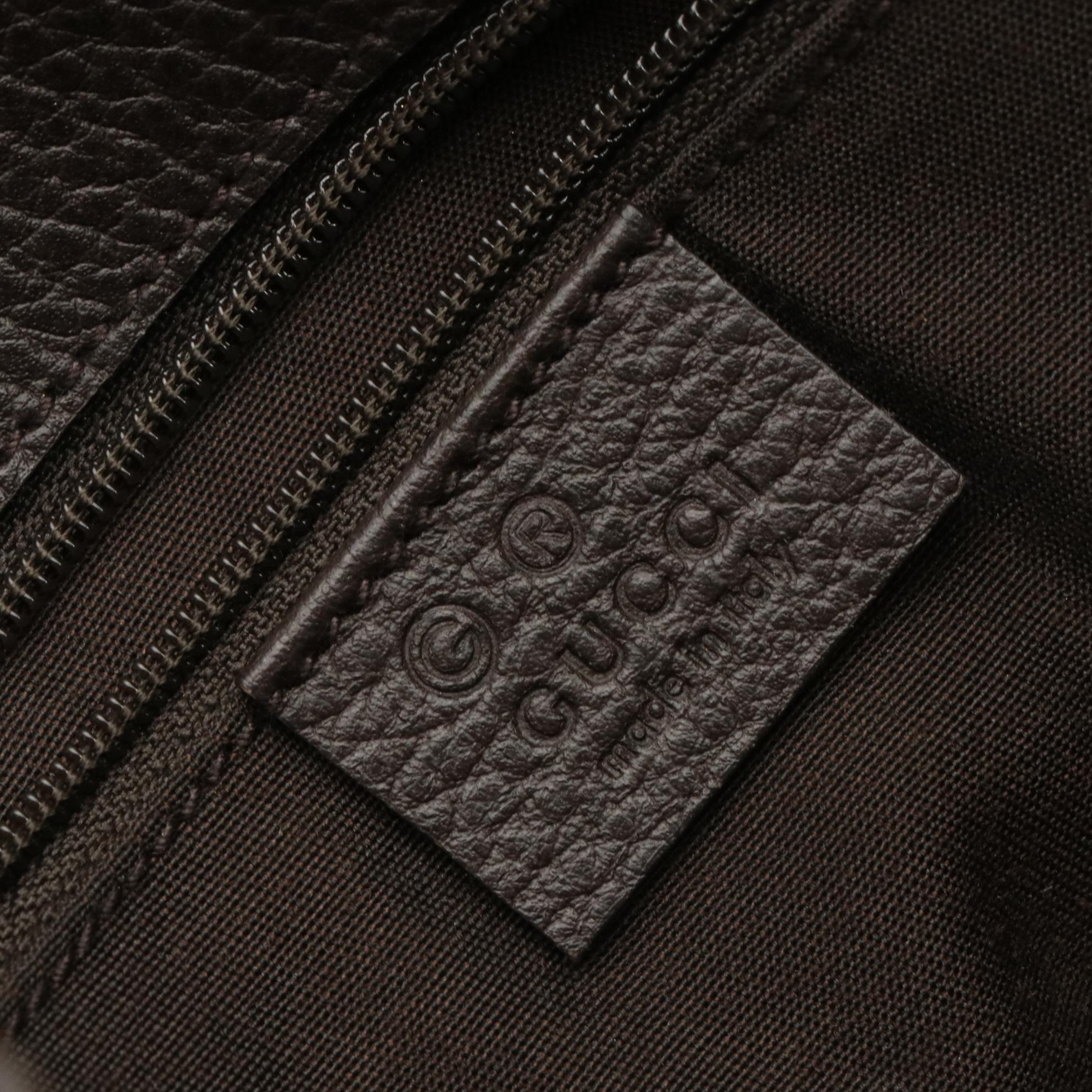 Gucci Gifford Tote in Brown Pebbled Calfskin with Braided Leather Straps