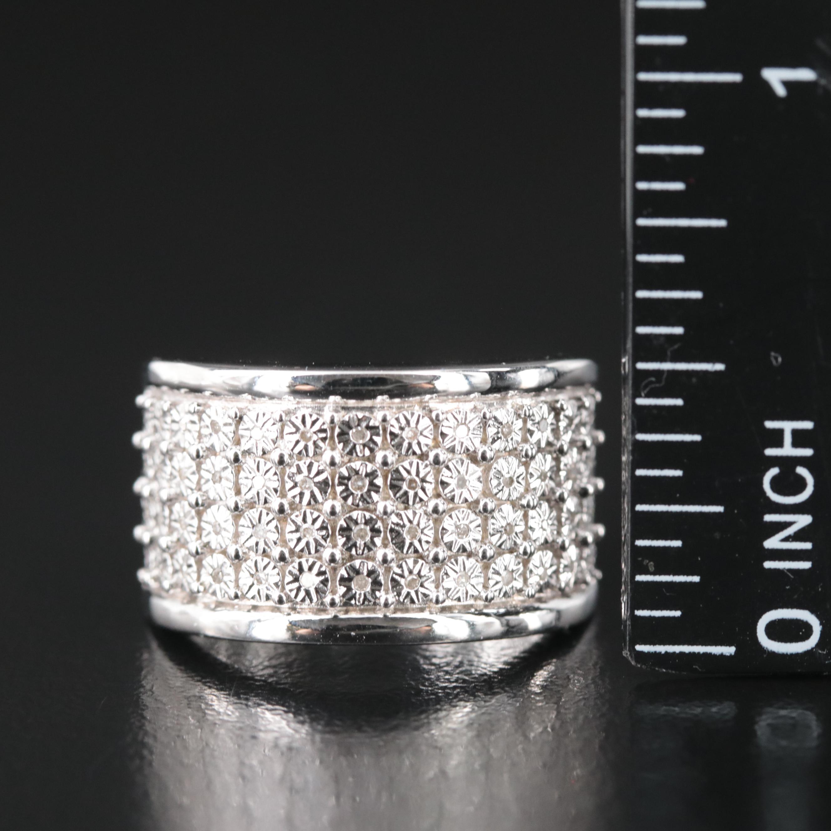 Sterling Diamond Multi Row Ring