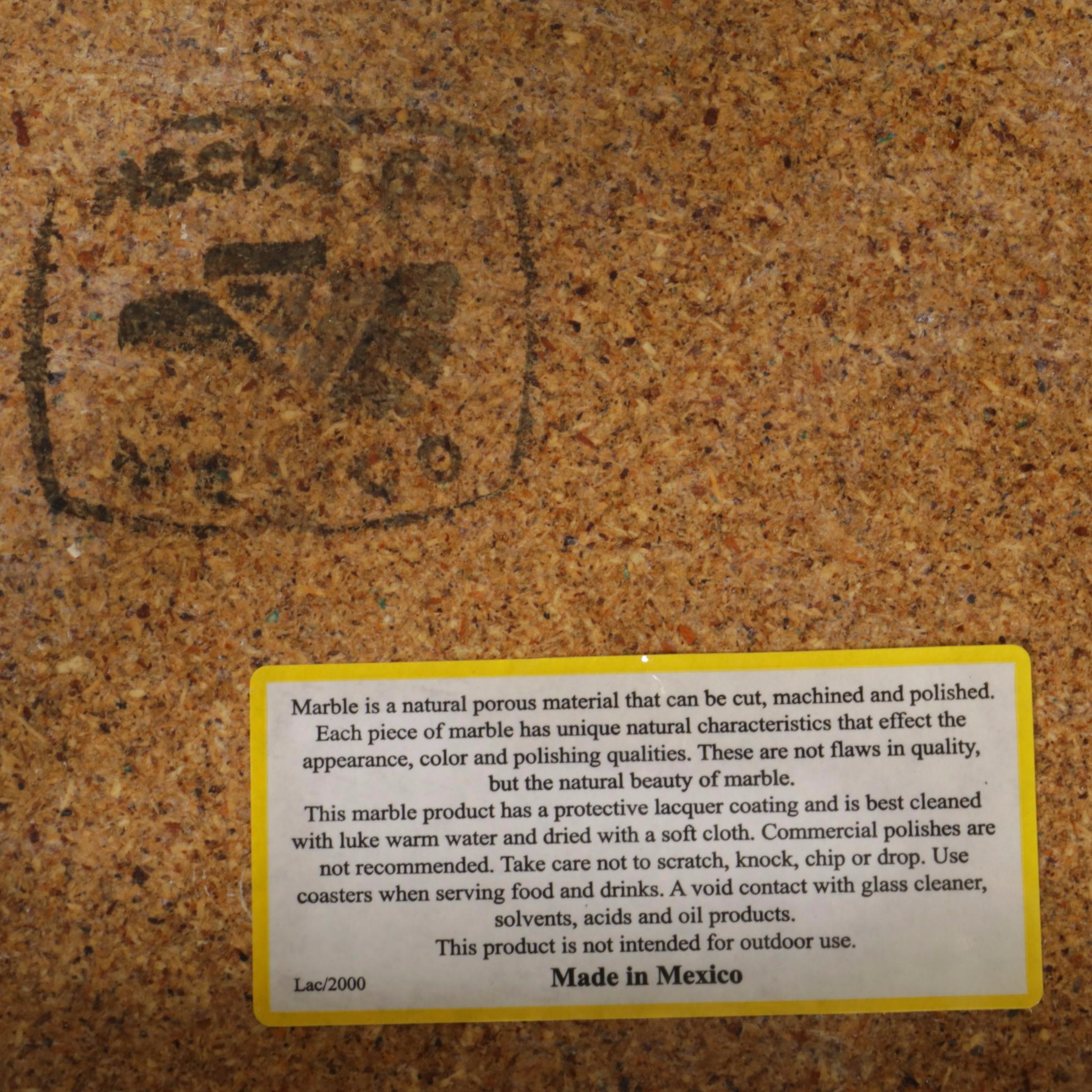 Rustic Metal Side Table with Inlaid Stone Top