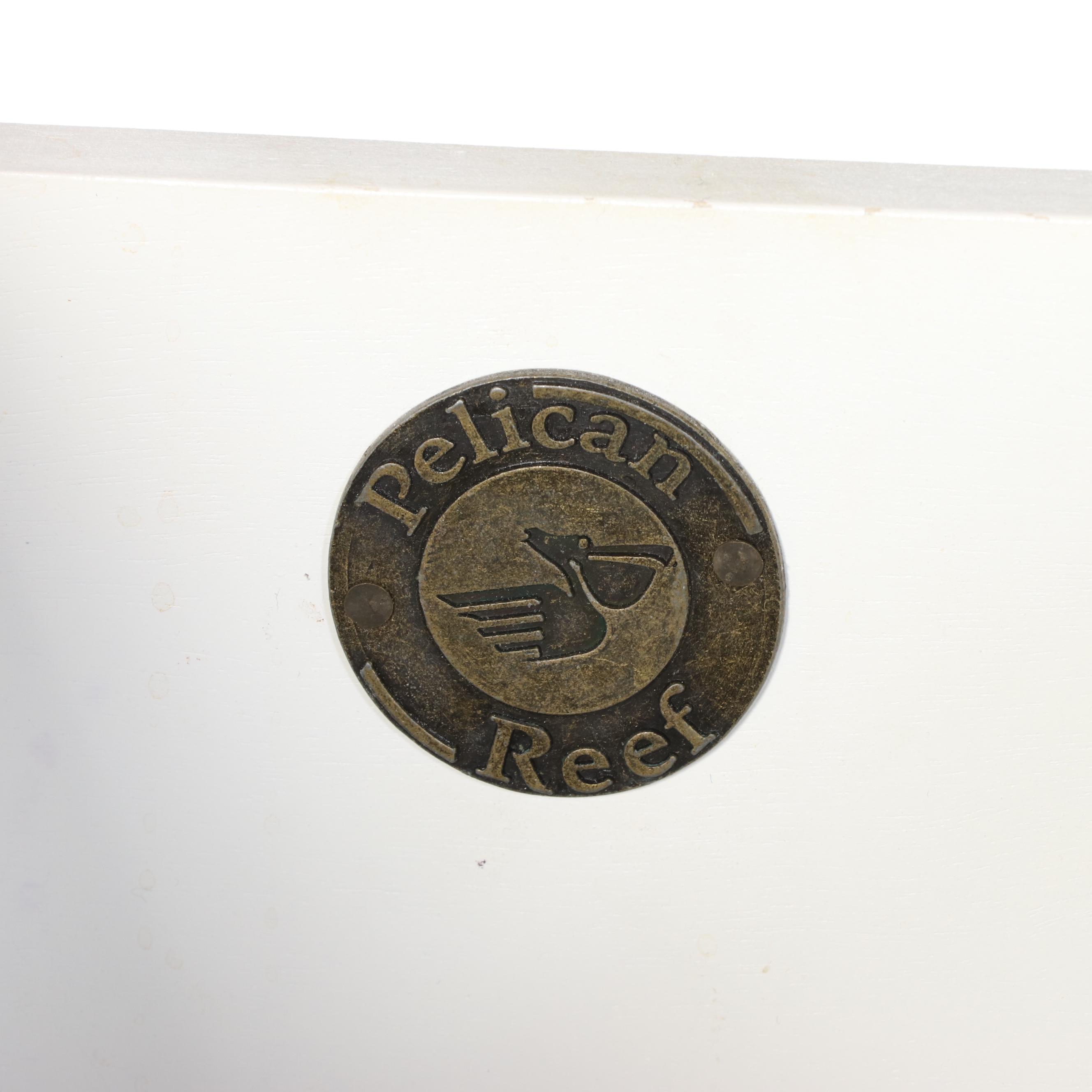 Pair of Pelican Reef White-Painted Wood and Wicker Chests