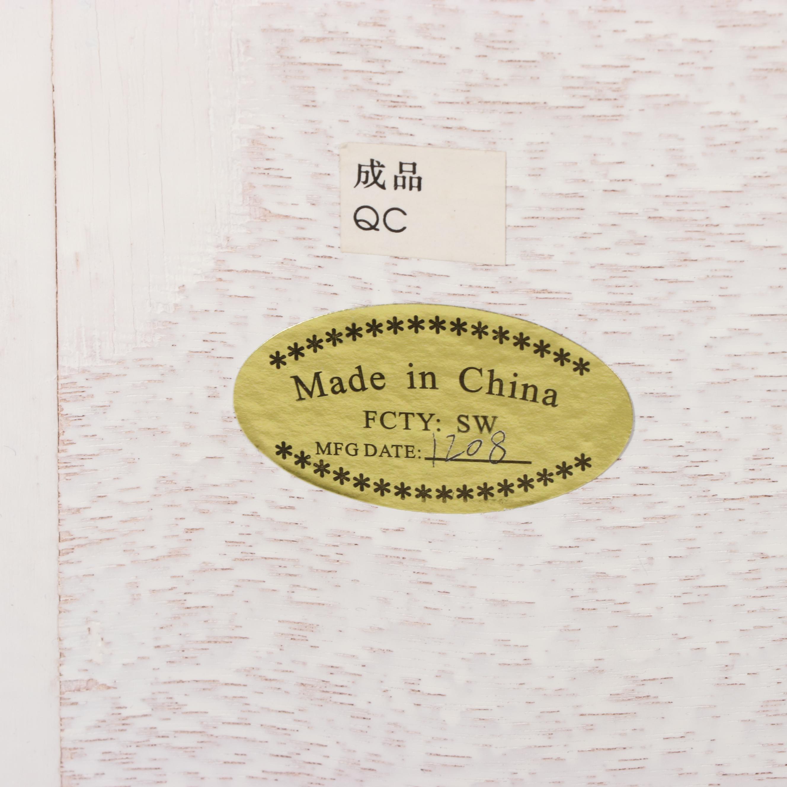 Pair of Pelican Reef White-Painted Wood and Wicker Chests