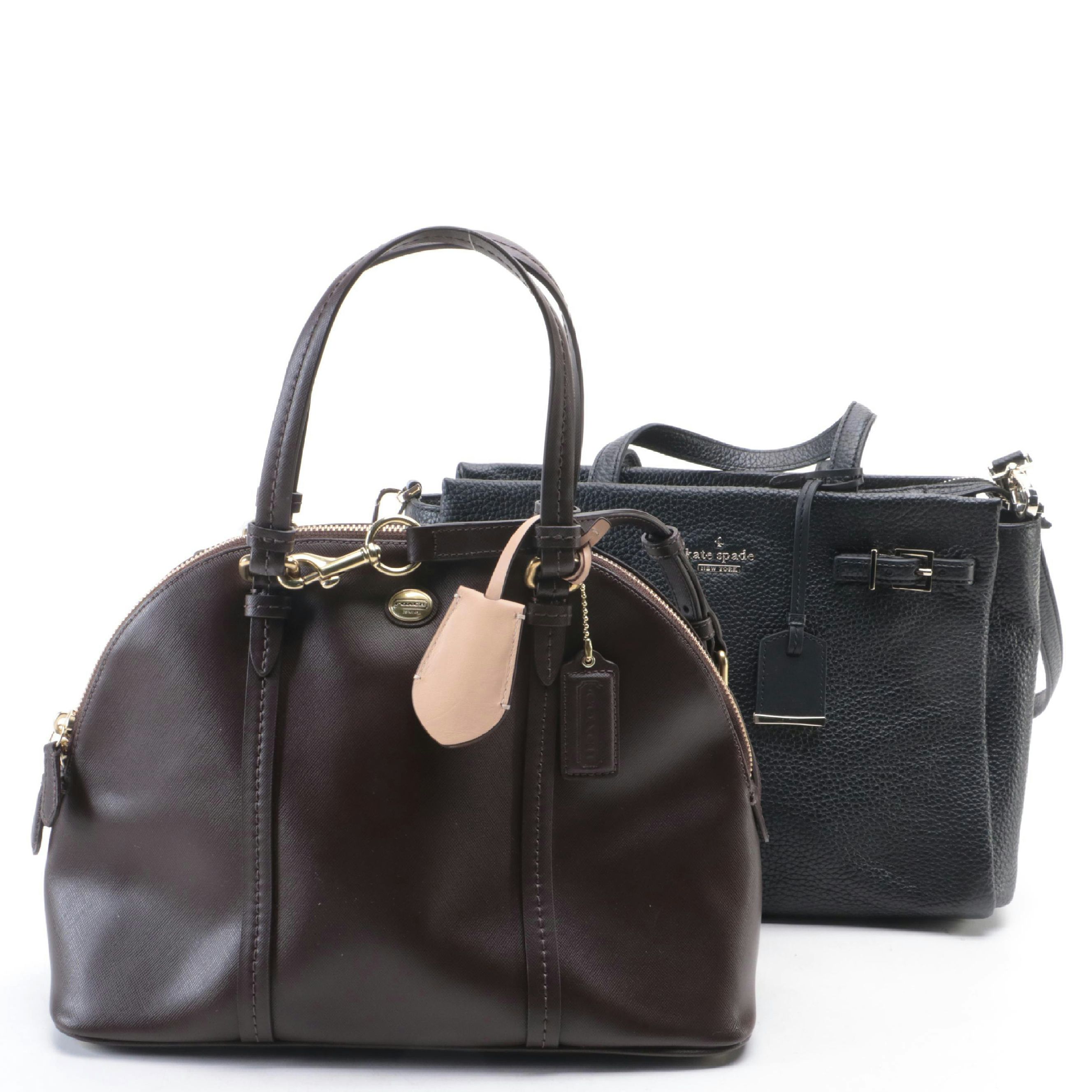 Kate Spade Black Holden Street Lanie Bag, Coach Peyton Leather Cora Dome Satchel