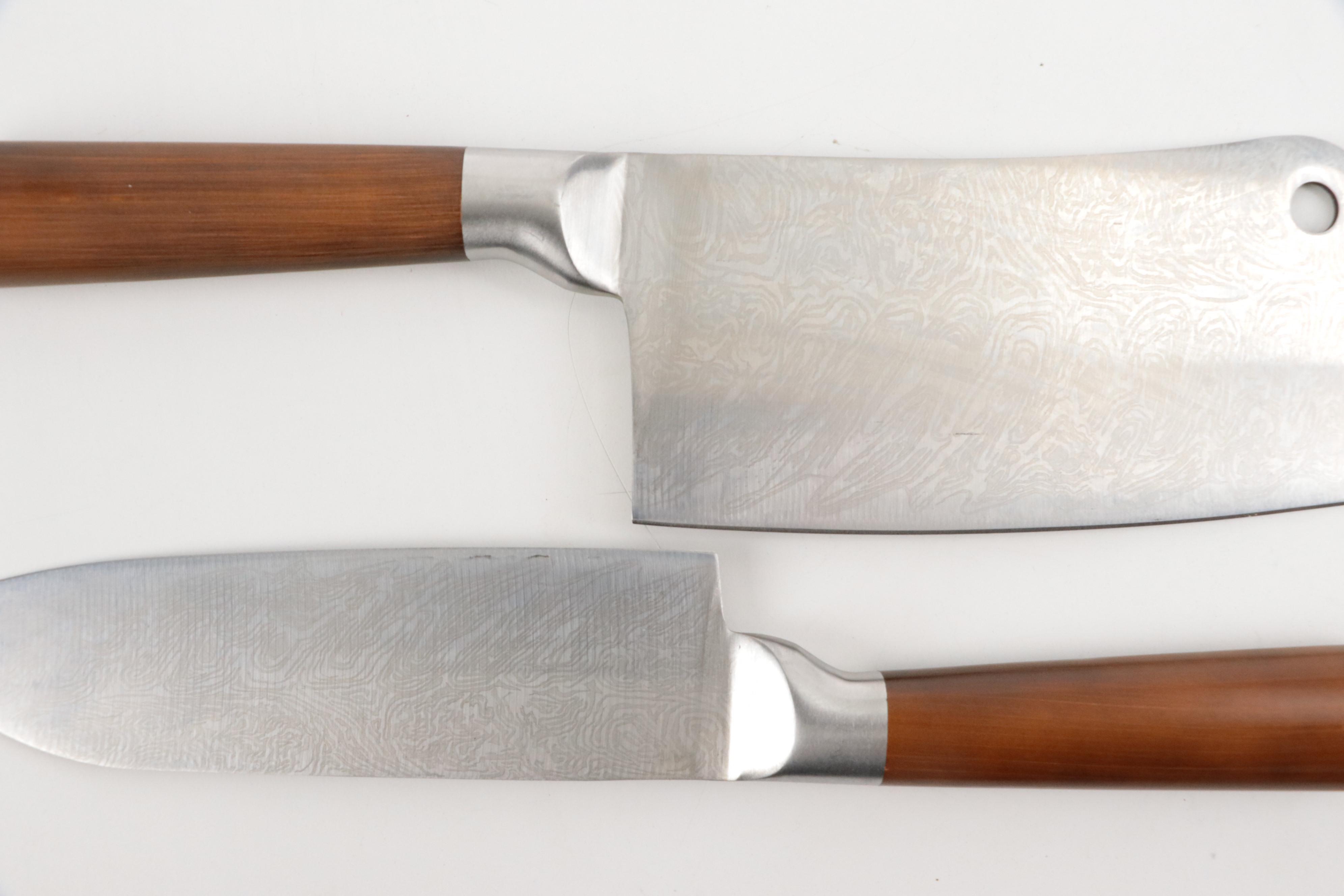 Damascus Steel Five-Piece Steel Chef Set with Knife Roll