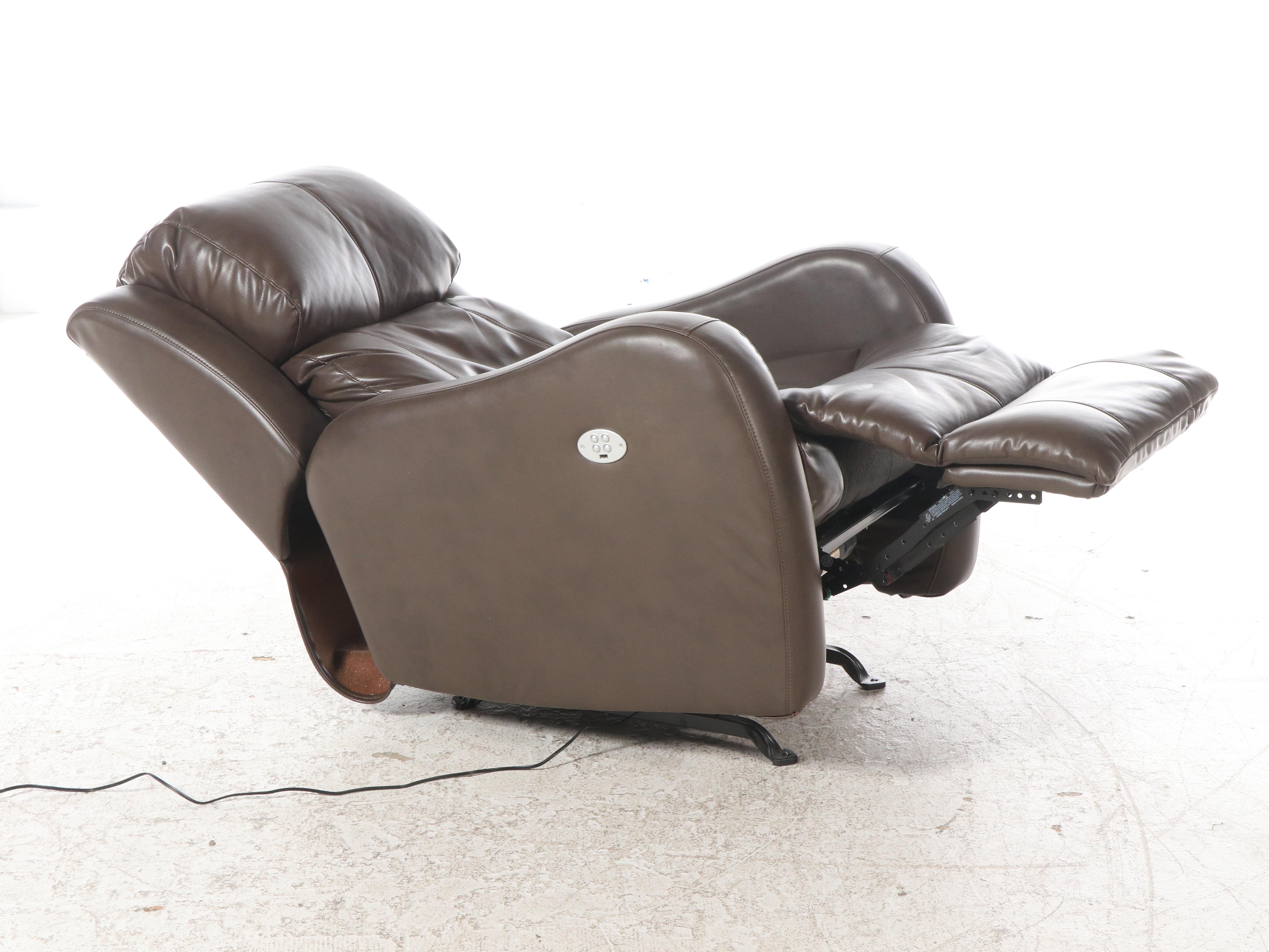 Overstuffed Brown Faux Leather Recliner