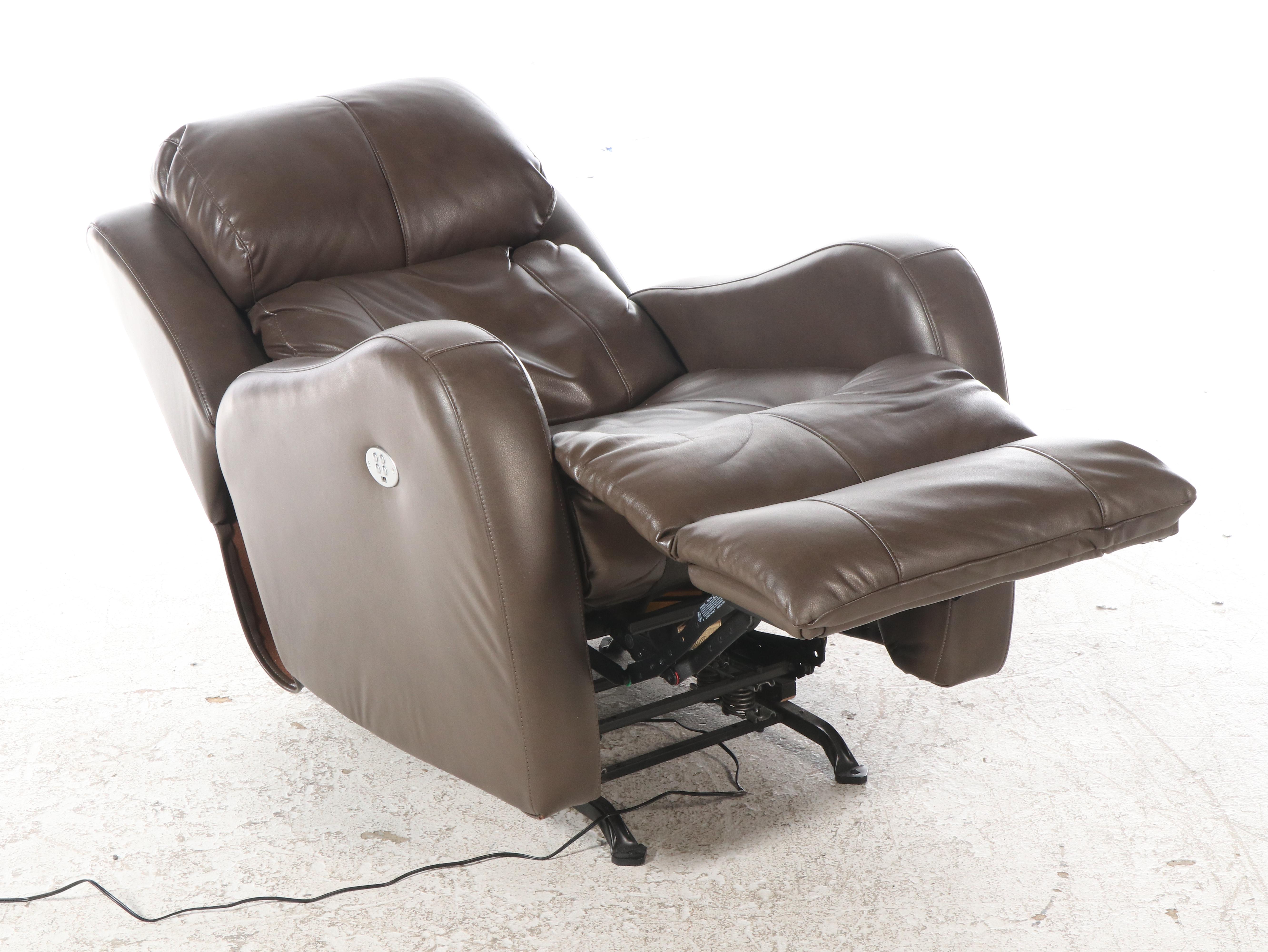 Overstuffed Brown Faux Leather Recliner