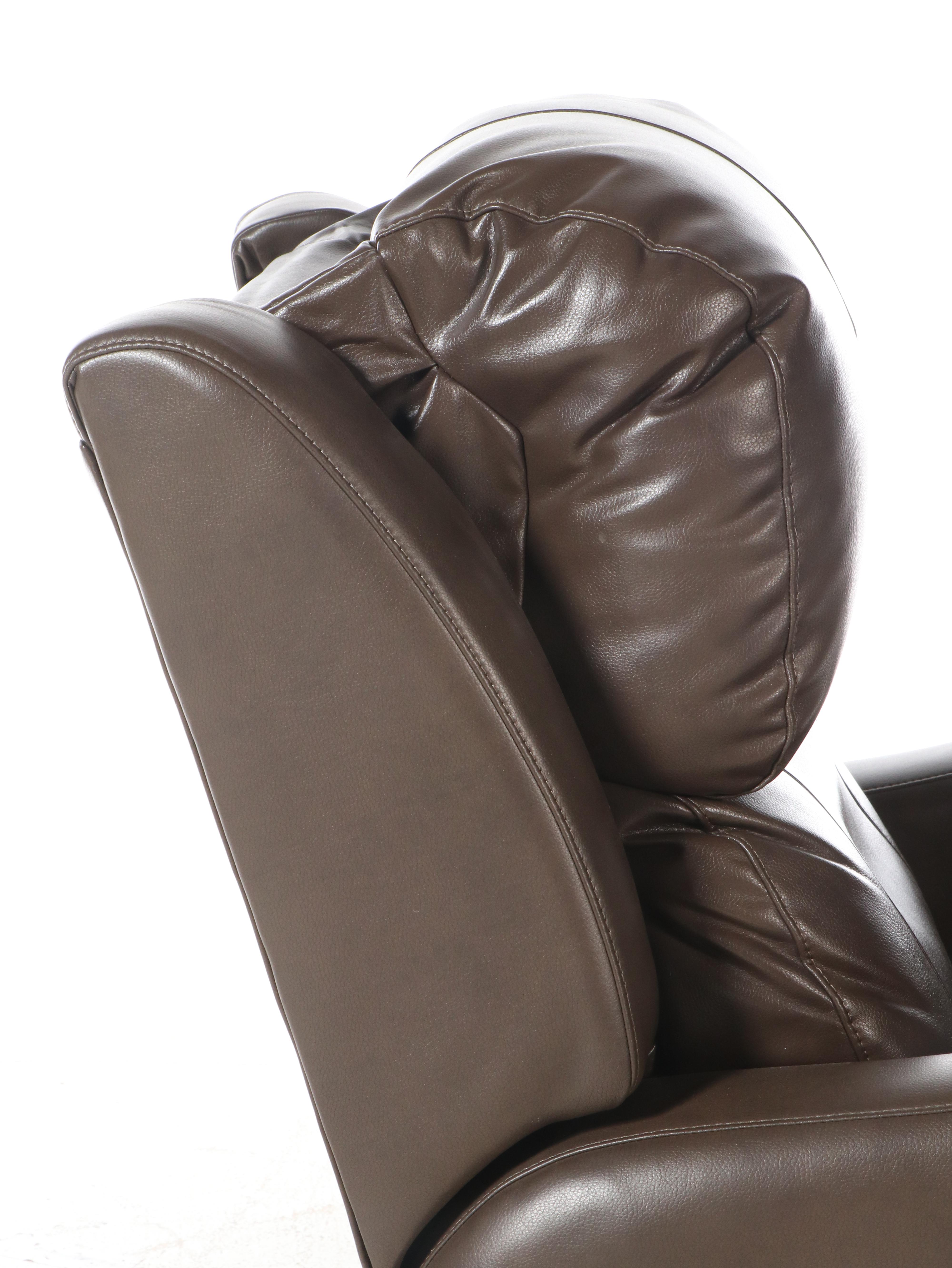 Overstuffed Brown Faux Leather Recliner