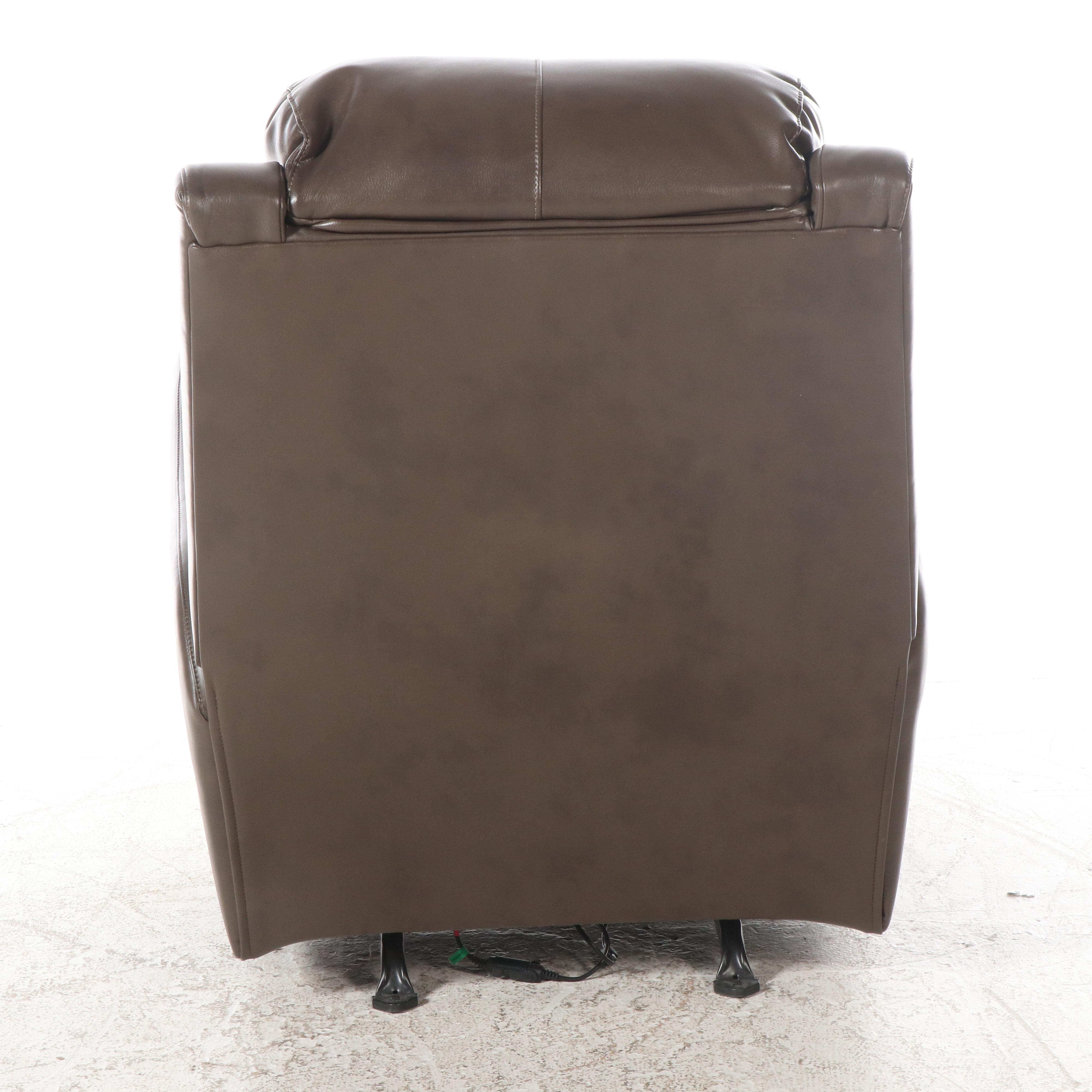 Overstuffed Brown Faux Leather Recliner