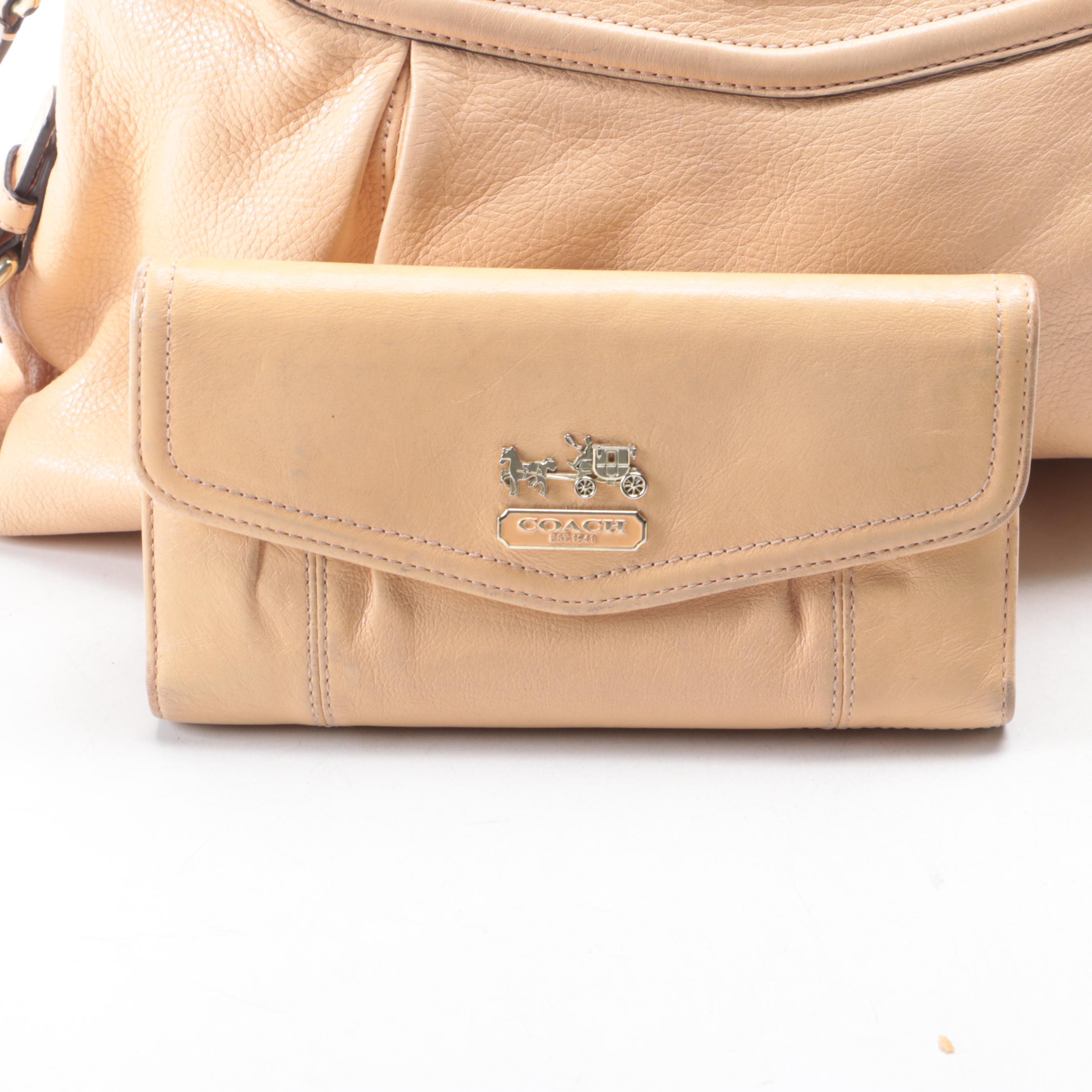 Coach Madison Carryall 14574 in Grained Leather with Checkbook Wallet