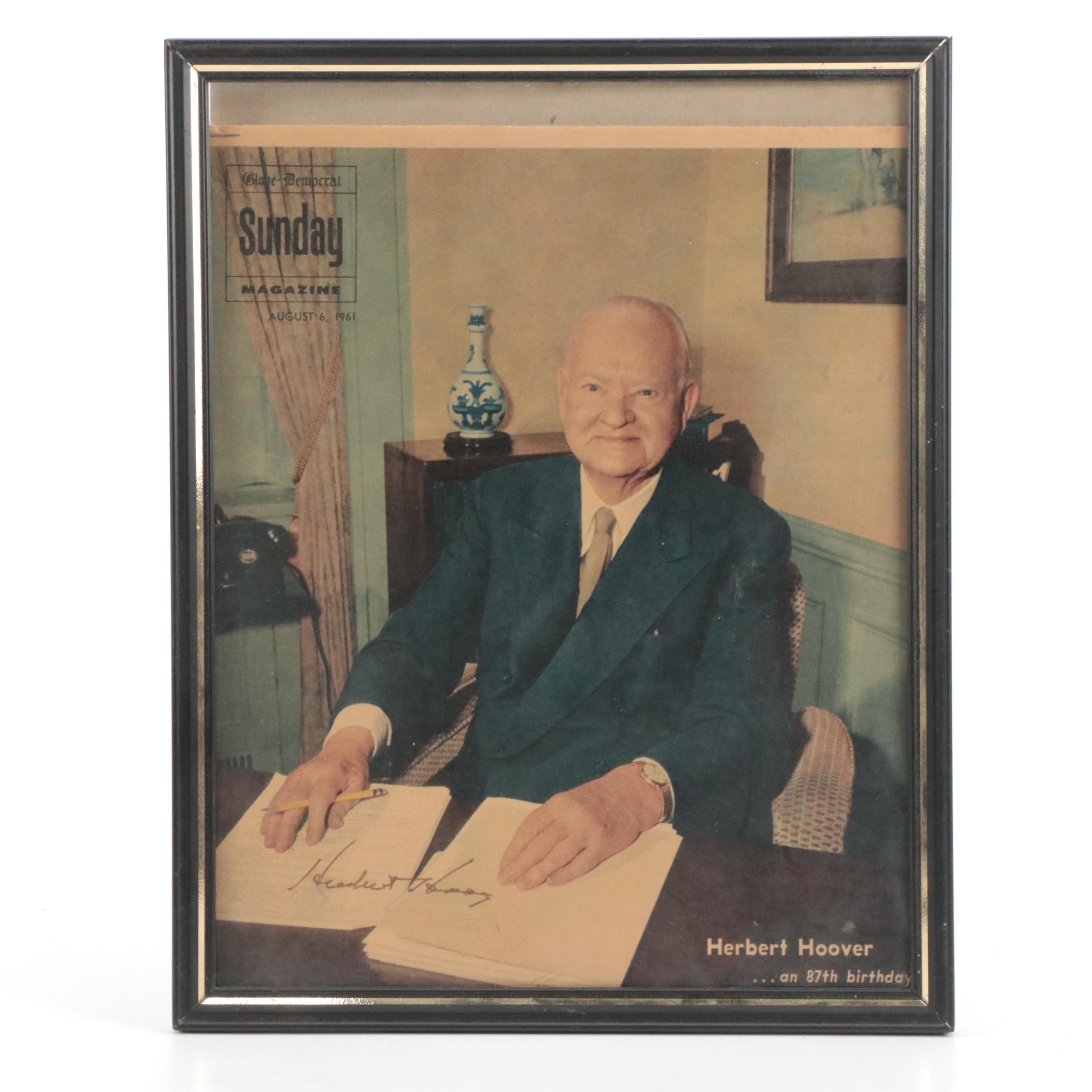 Herbert Hoover Signed "Globe-Democrat" Magazine Cover, 1961