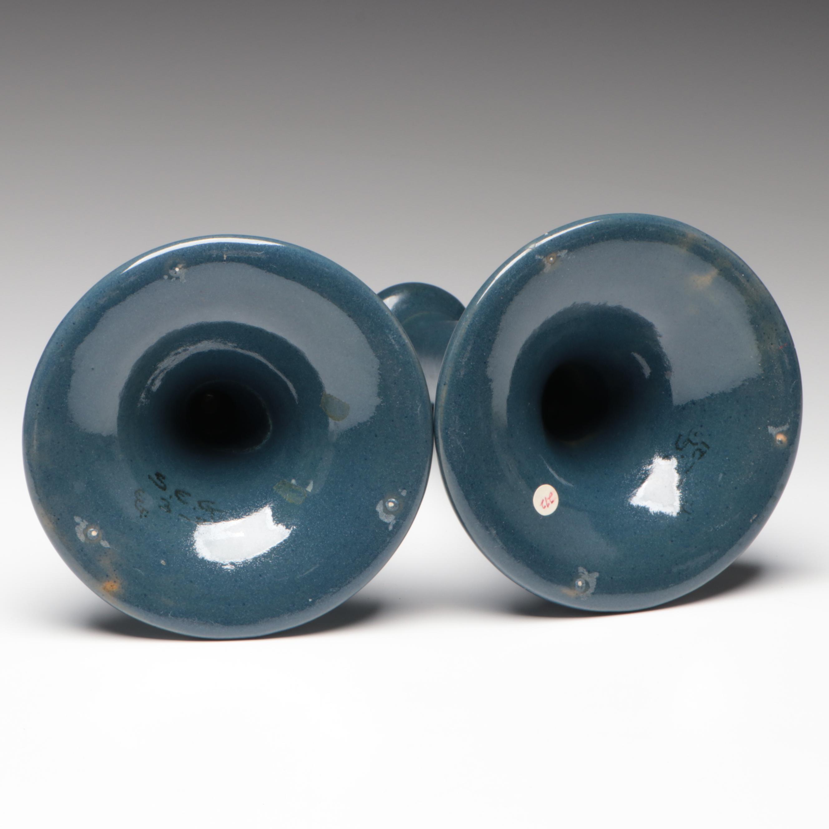 Edith Guerrier for Saturday Evening Girls Pottery Candlesticks, Circa 1921