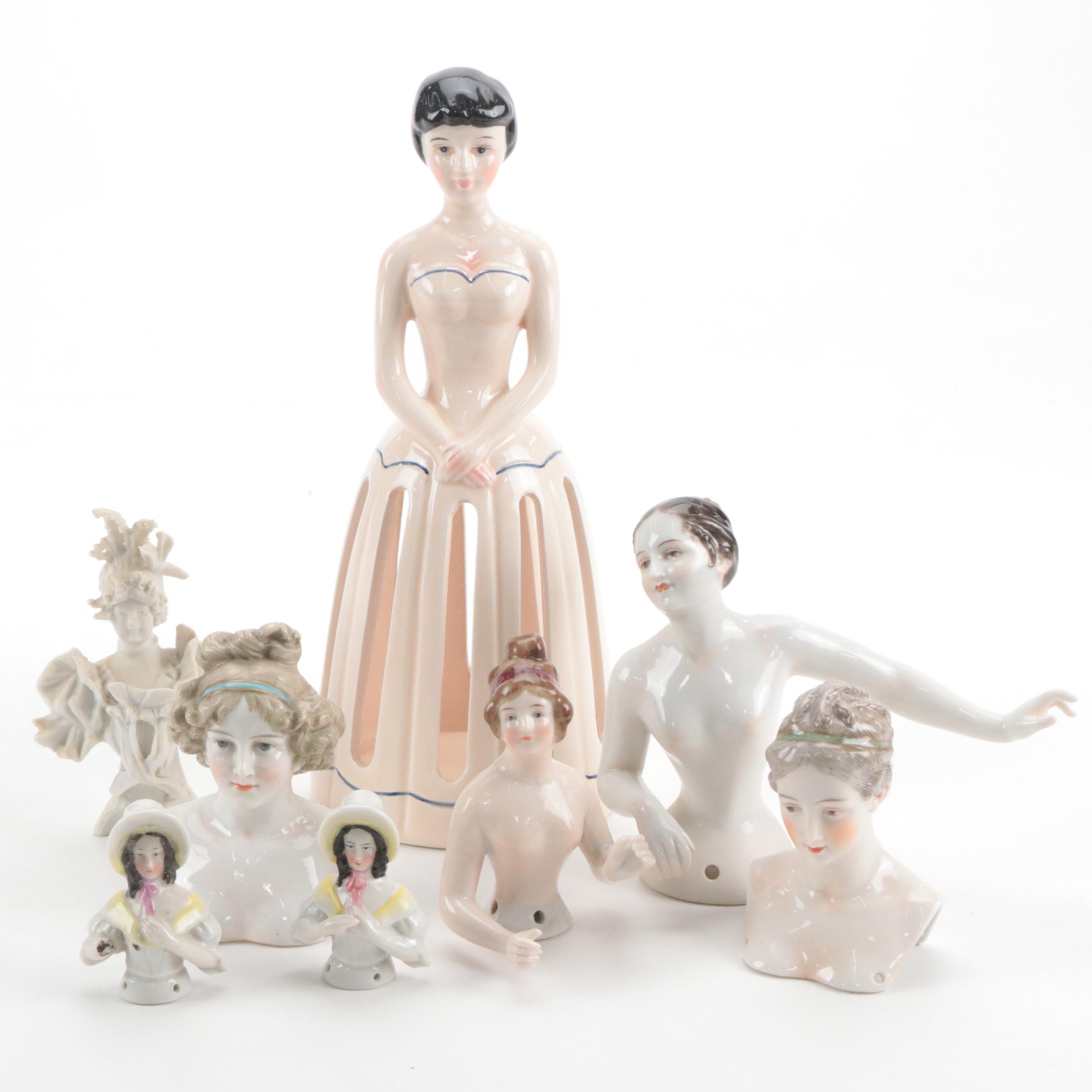 Volkstedt Half Doll with Dressel, Kister & Co and Other Dolls and Figurines