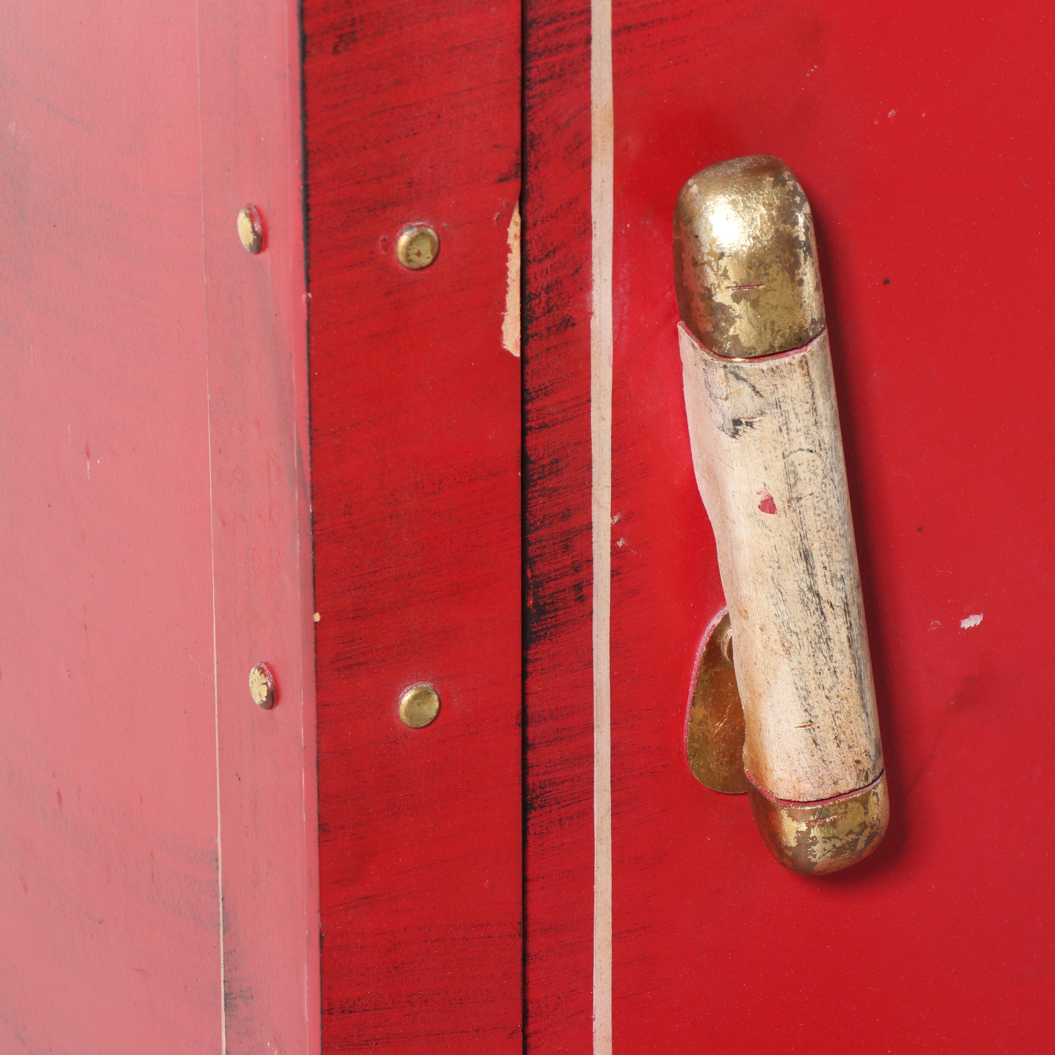 "Federal Bank" Paint-Decorated Safe-Form Storage Cabinet