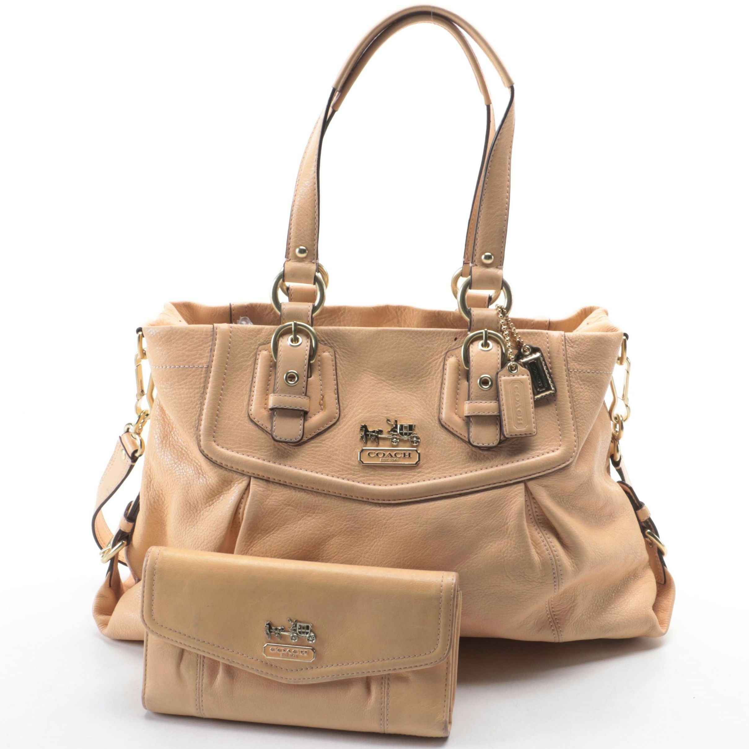 Coach Madison Carryall 14574 in Grained Leather with Checkbook Wallet