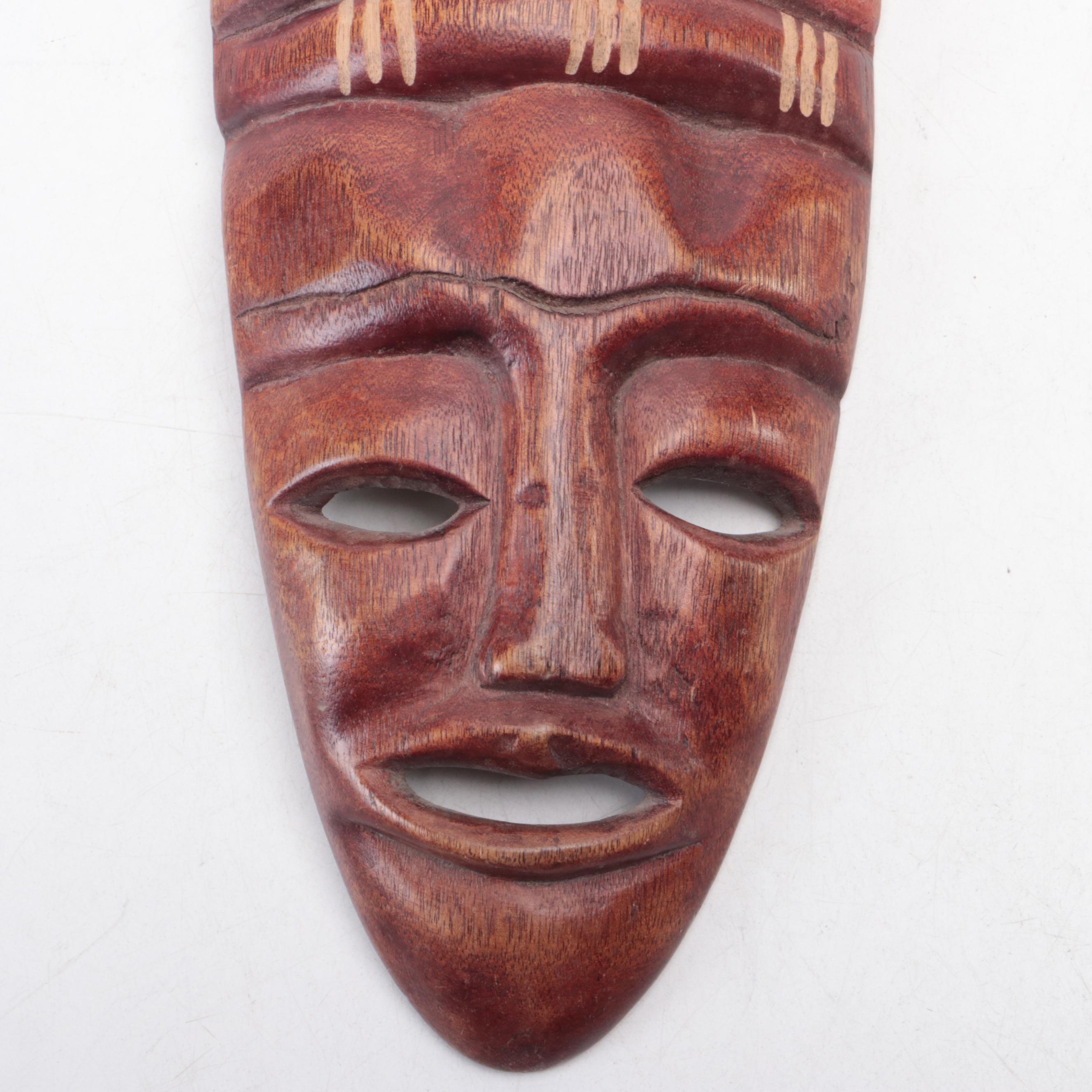 West African Bambara Ntomo Mask, Javanese and Jamaican Souvenir Masks,