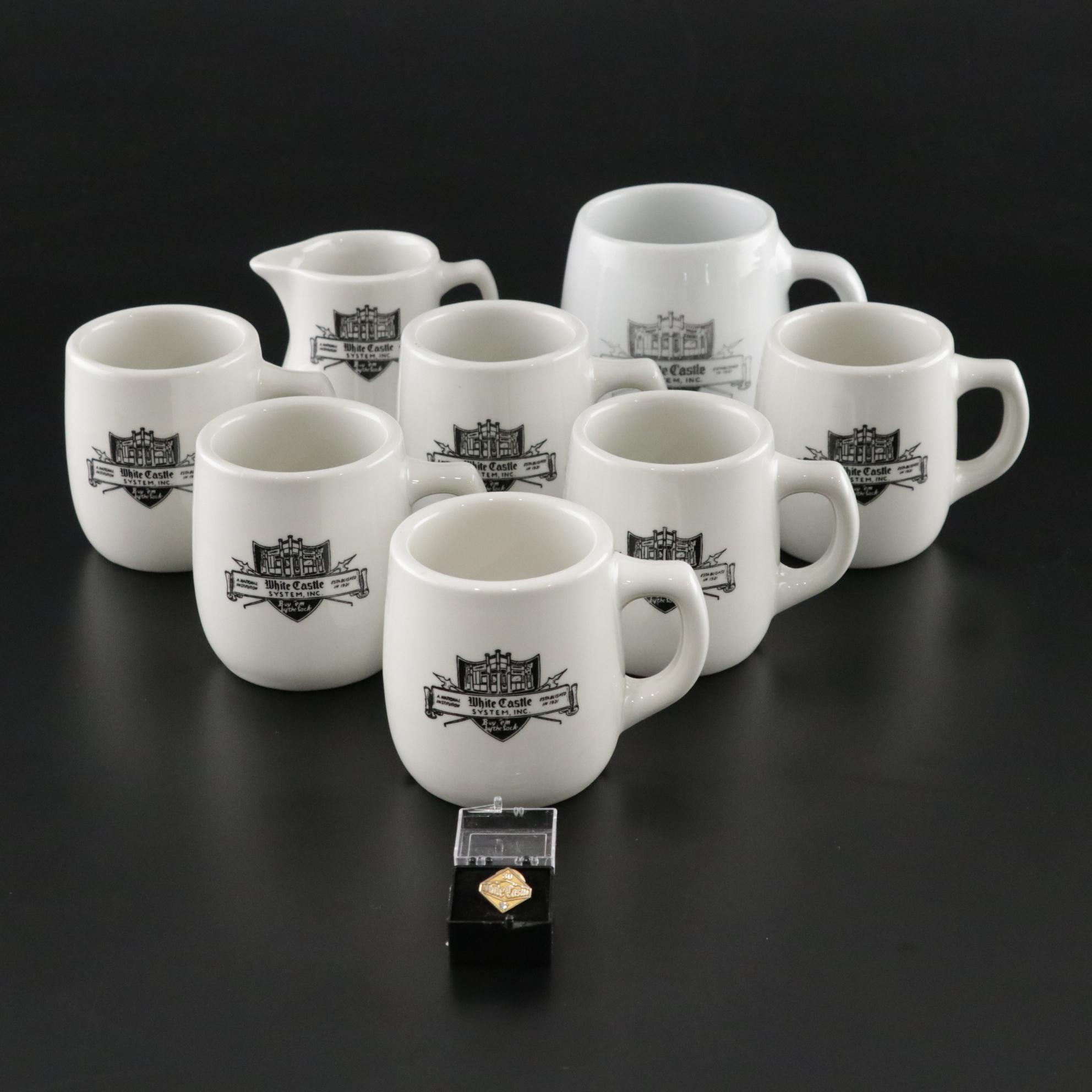 1960s White Castle Mugs Creamer Employee 30 Year Pin in Franchise Collection Everything But The House
