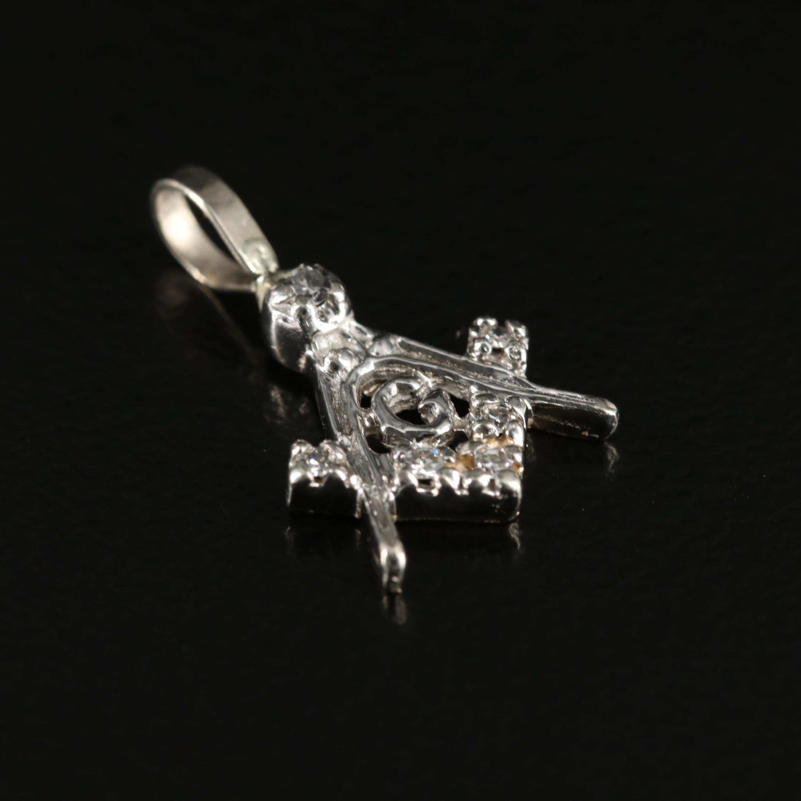 14K Diamond Masonic Emblem Pendant