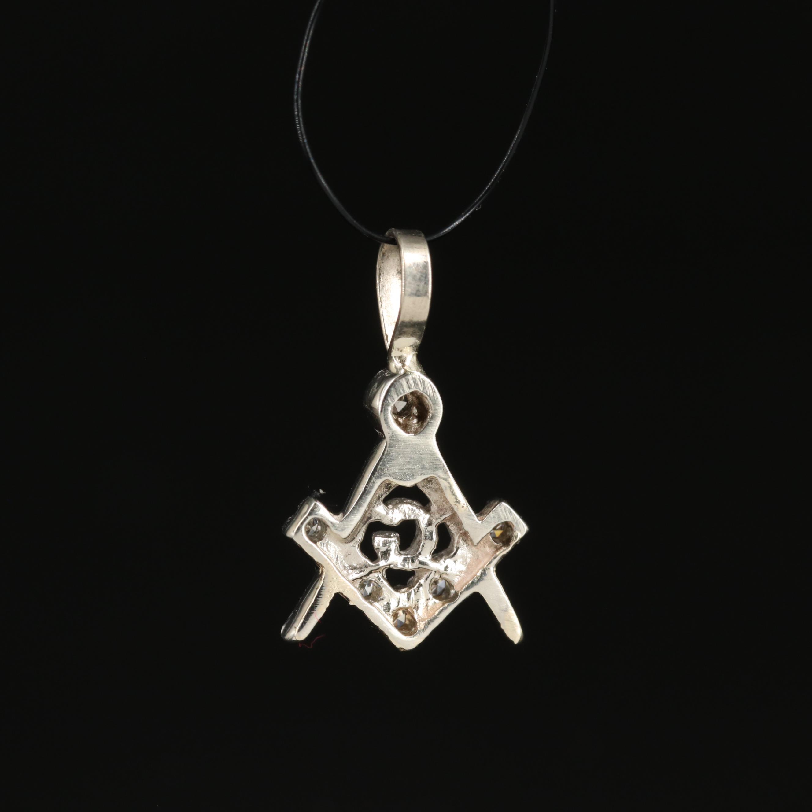14K Diamond Masonic Emblem Pendant