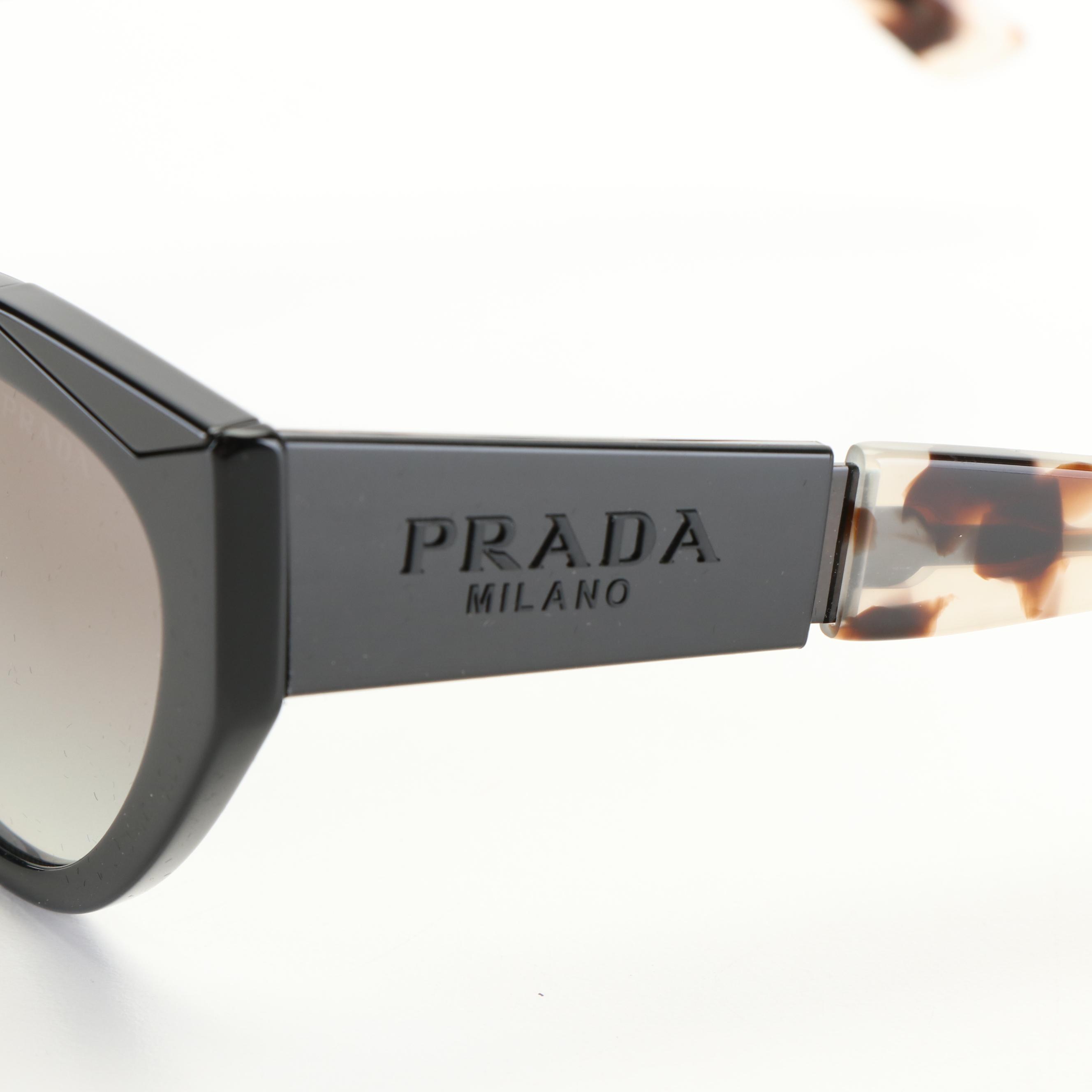Prada SPR 03W Black Sunglasses with Grey Gradient