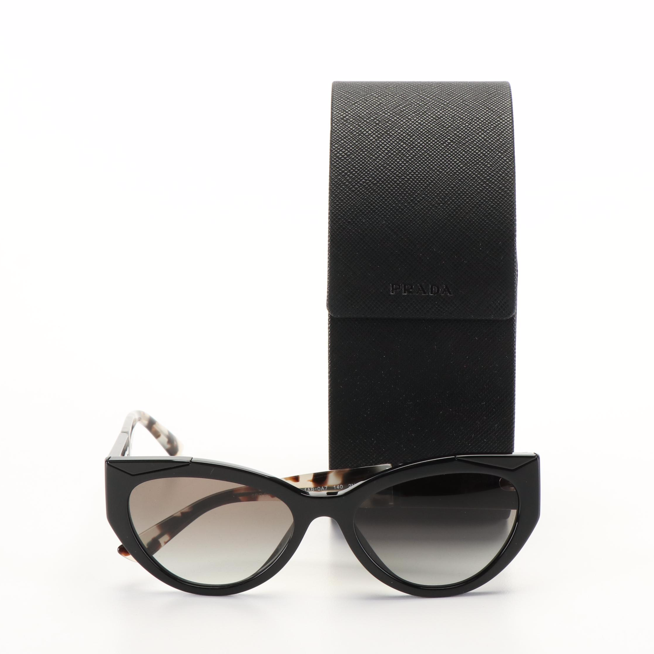 Prada SPR 03W Black Sunglasses with Grey Gradient