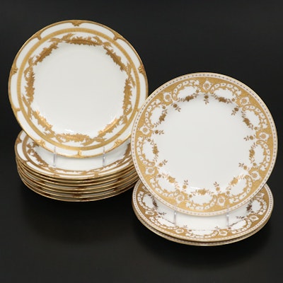 Cauldon and Minton English Bone China Dinner Plates, Late 19th/ Early 20th C.